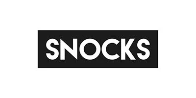 Schwarzes Rechteck mit weißem Text 'SNACKS'