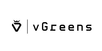 Logo mit einem stilisierten Wappen und dem Text "vGreens".