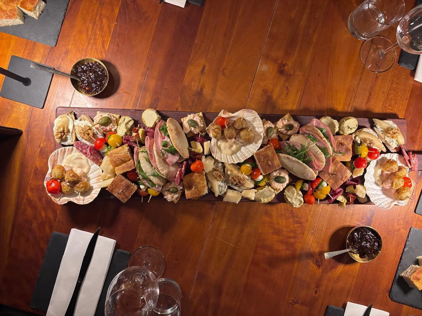 image of a grazing board with Italian inspired canapés