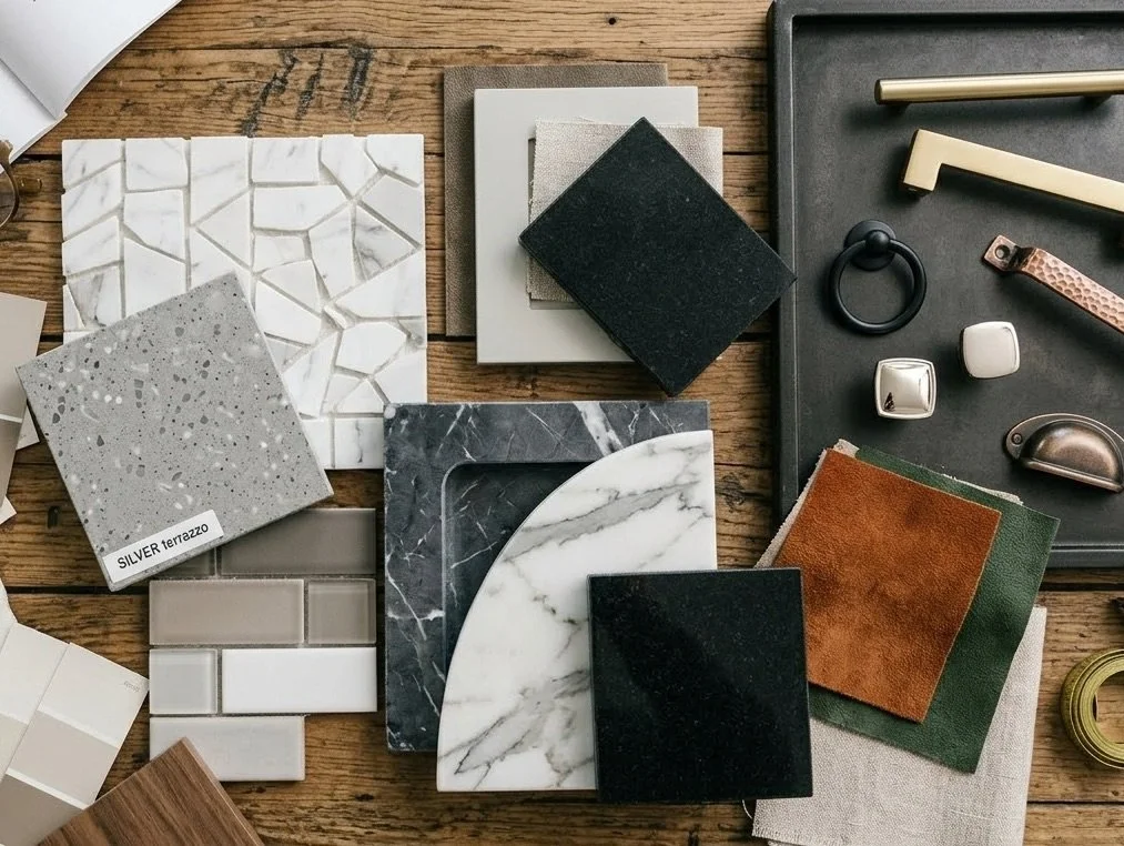 kitchen and bath finish samples tile countertop and cabinet hardware New Hampshire showroom