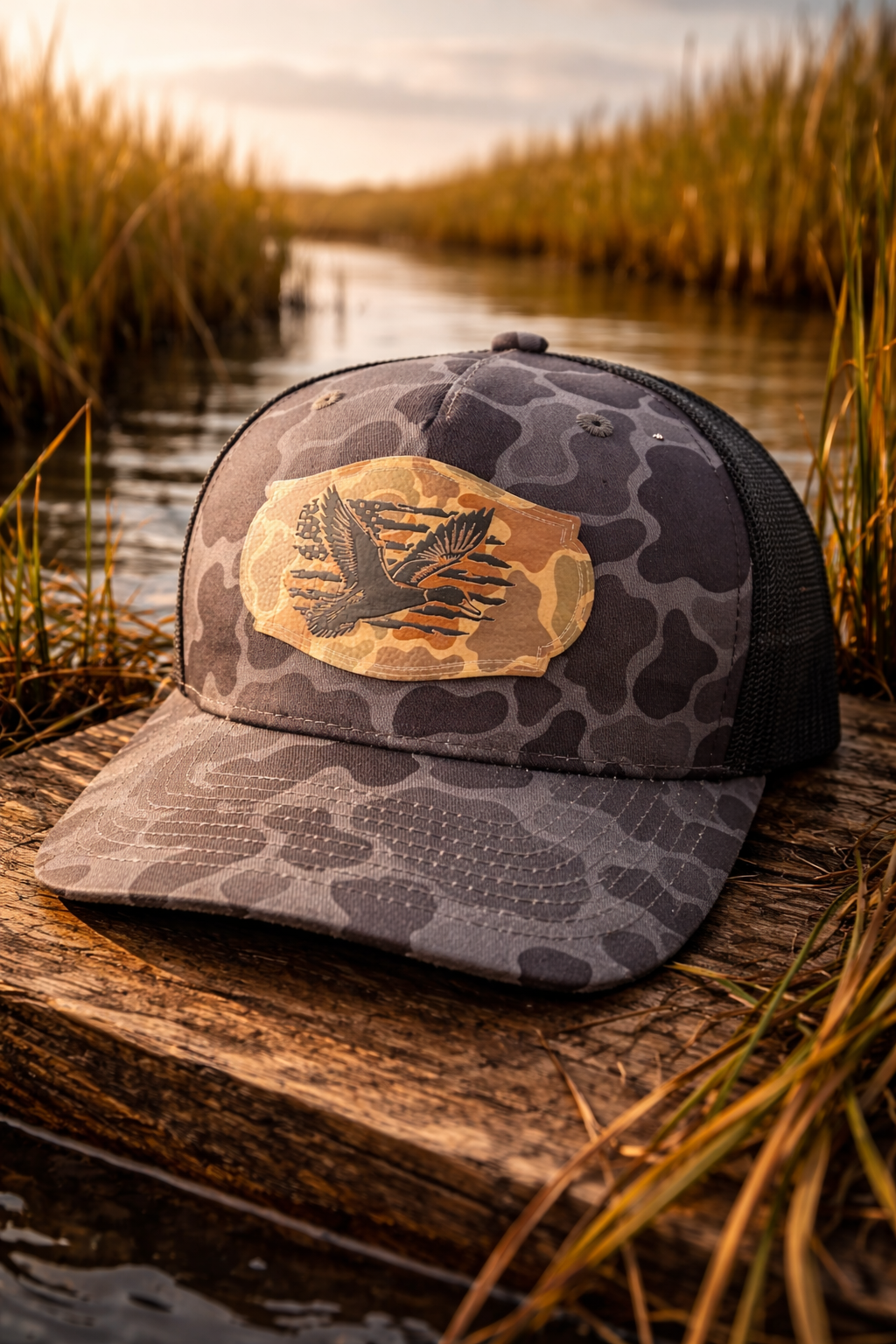 Blacked out camo Series Hat – Camo Leatherette Patch