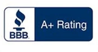 BBB A+ Rating badge with blue and white colors.