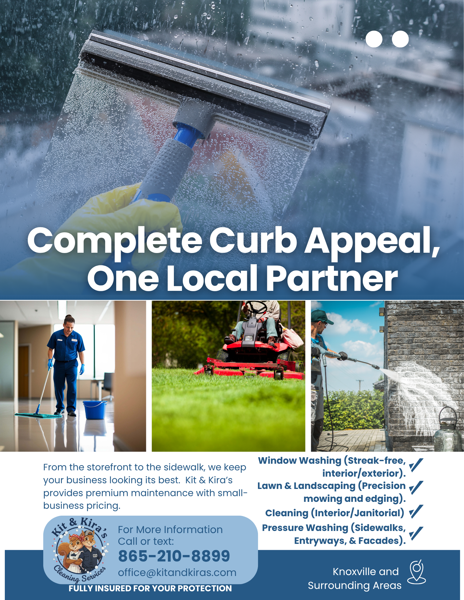window cleaning, business cleaning, knoxville cleaning, west knoxville business, commercial cleaning services, curb appeal, knoxville area cleaning, entrepreneurs Knoxville, Oak Ridge cleaning, Clinton cleaning, pressure washing Oak Ridge