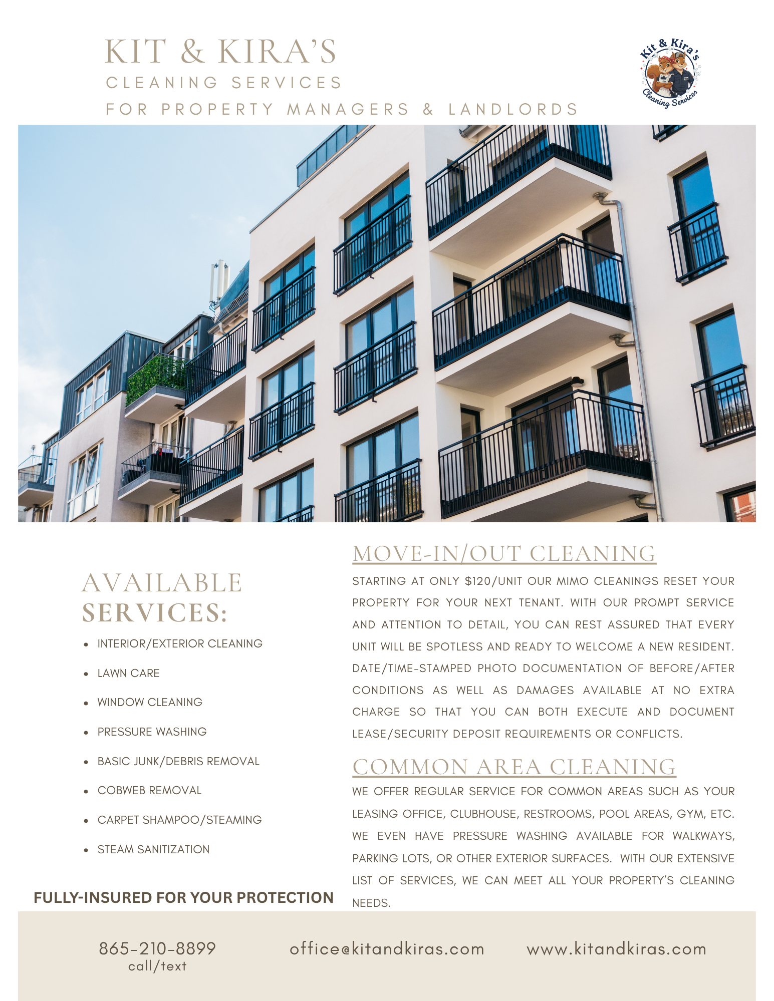 Knoxville apartments, Oak Ridge apartments, apartment cleaning, move-in cleaning, move-out cleaning, Knox County cleaning, landlord services, tenant services, Knoxville professional services, window cleaning, pressure washing, common area cleaning