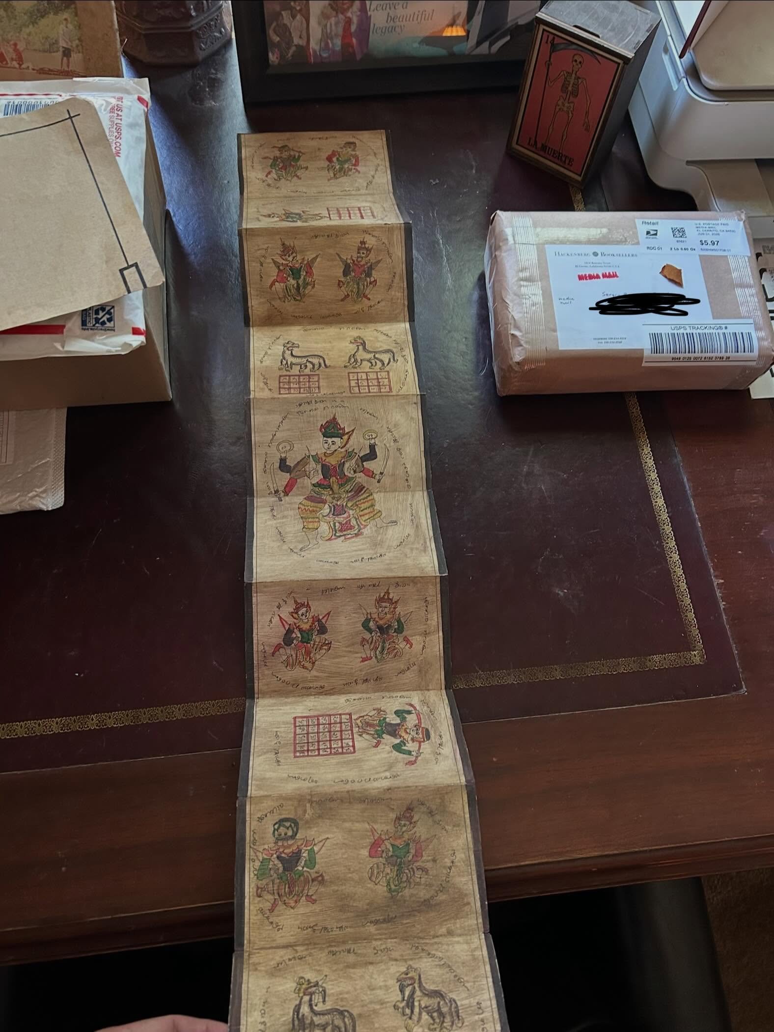 Have you ever seen a Burmese Parabaik? Somewhere between a sacred text and a spell book, the Burmese Parabaik folds open to reveal a procession of gods, demons, and celestial diagrams, all hand-painted on mulberry paper, bound in lacquered wood. We w