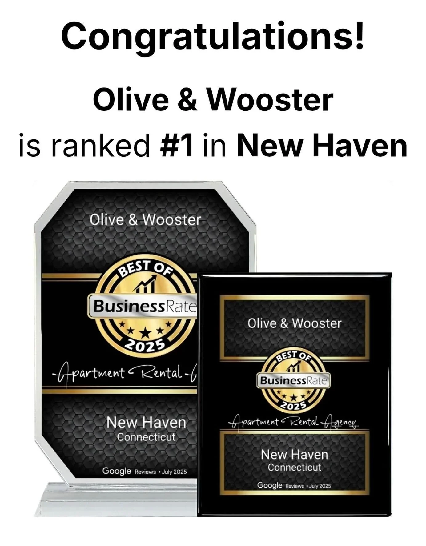 Feeling beyond grateful and humbled to be ranked #1 in New Haven for 2025! 🙌 A huge thank you to all our amazing residents, prospects, fans and friends for making this possible. We wouldn&rsquo;t be here without you. Here&rsquo;s to continuing to se