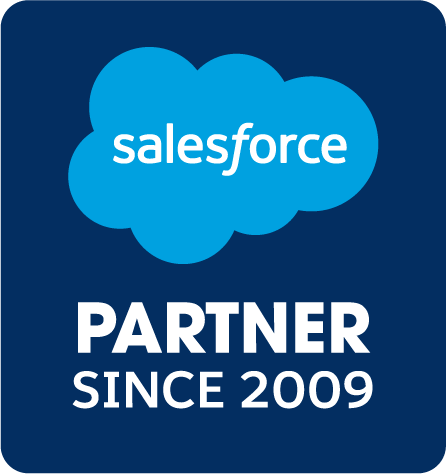 Salesforce Partner badge with logo and text indicating partnership since 2009.
