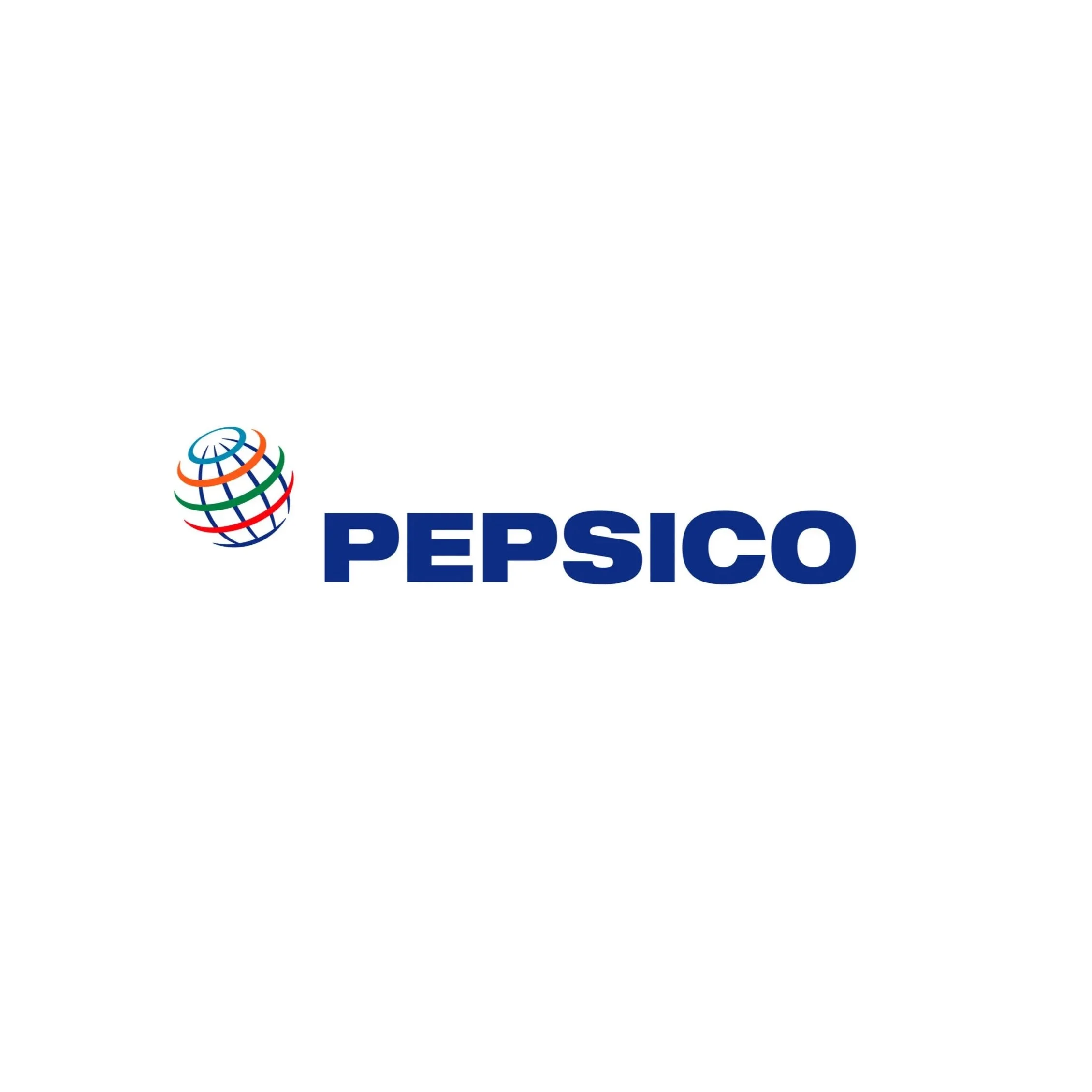PepsiCo logo with a colorful globe icon to the left of the word 'PEPSICO' in bold blue letters on a white background.