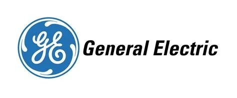 General Electric logo with blue emblem and black text