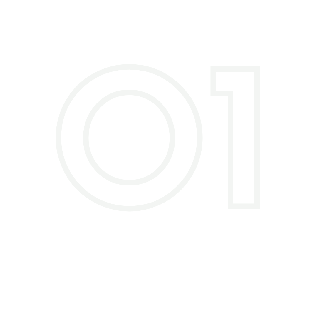 Number 01 in green outline against a black background.