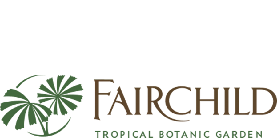 Logo for a tropical botanical garden called Fairchild Tropical Botanic Garden, featuring stylized green palm leaves on the left.