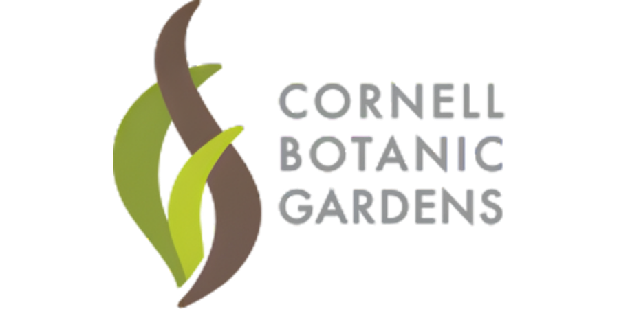 Logo of Cornell Botanic Gardens featuring stylized green and brown leaf shapes and the words 'Cornell Botanic Gardens' in gray letters.