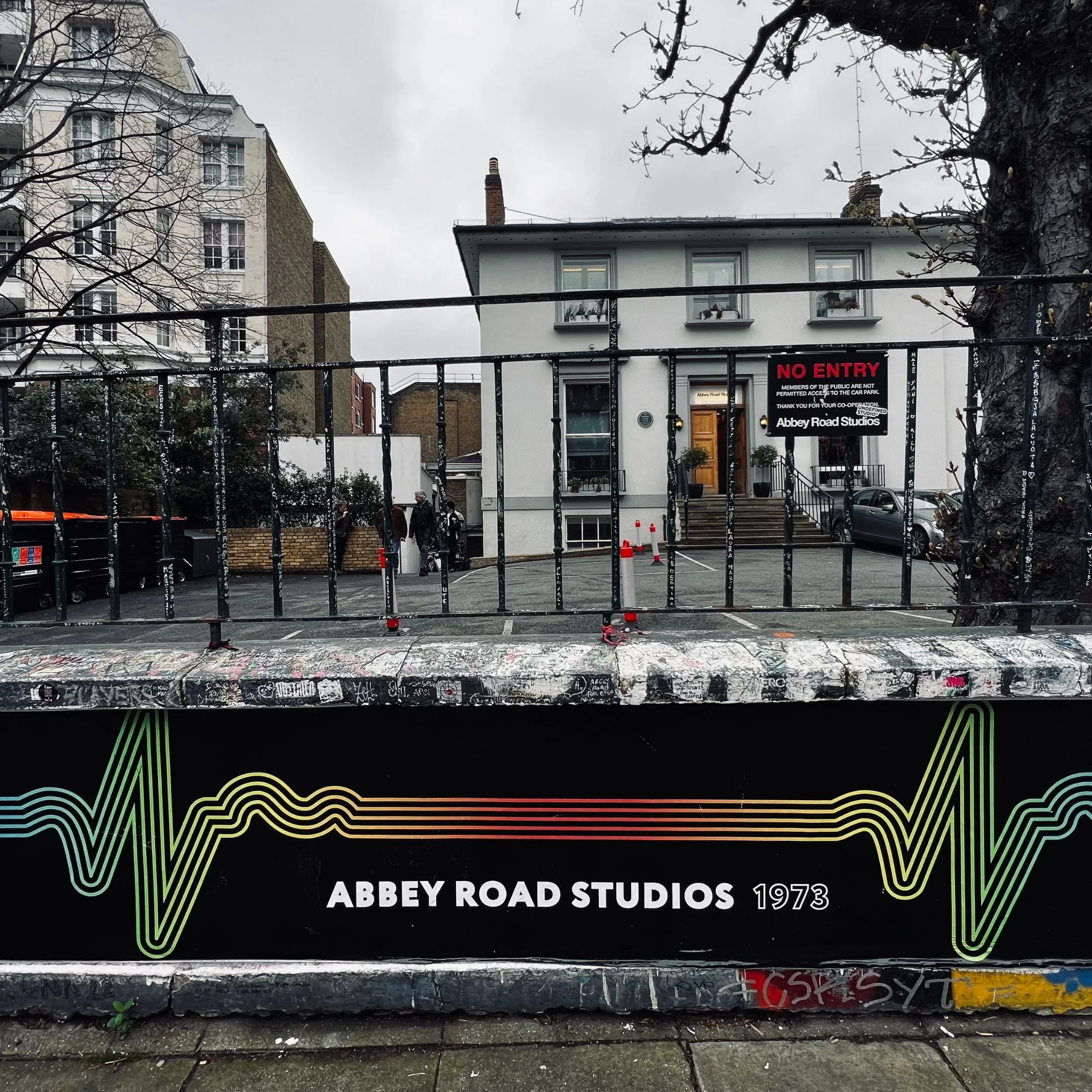 The Abbey Road studios with Dark Side of the Moon artwork on the wall