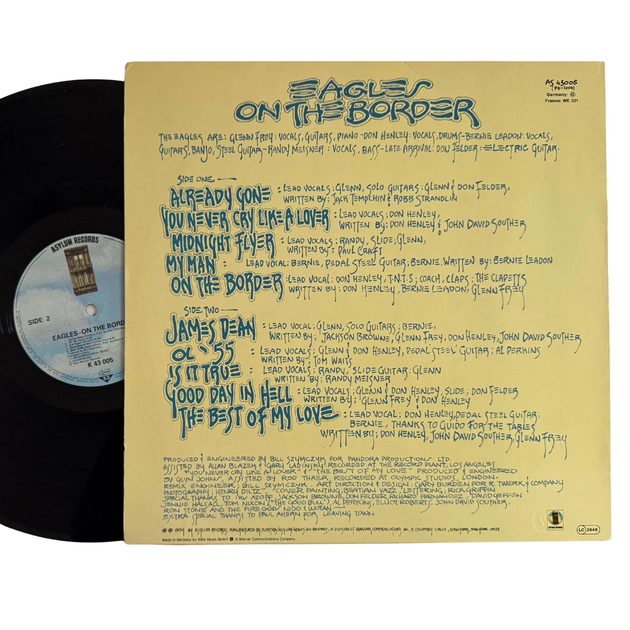 The back cover of On the Border showcasing the new graphic style of the band