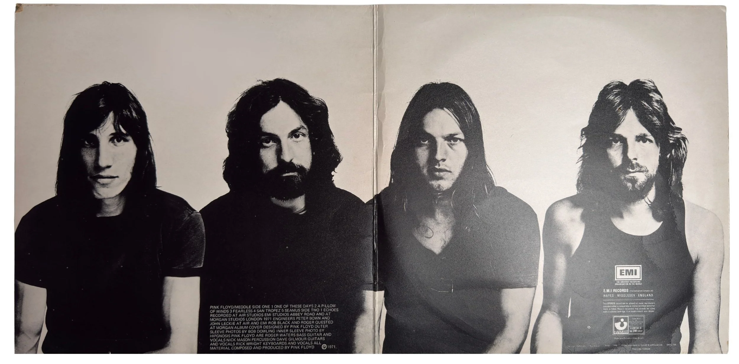 Classic Pink Floyd Line Up - Band photo showing all four members in black and white