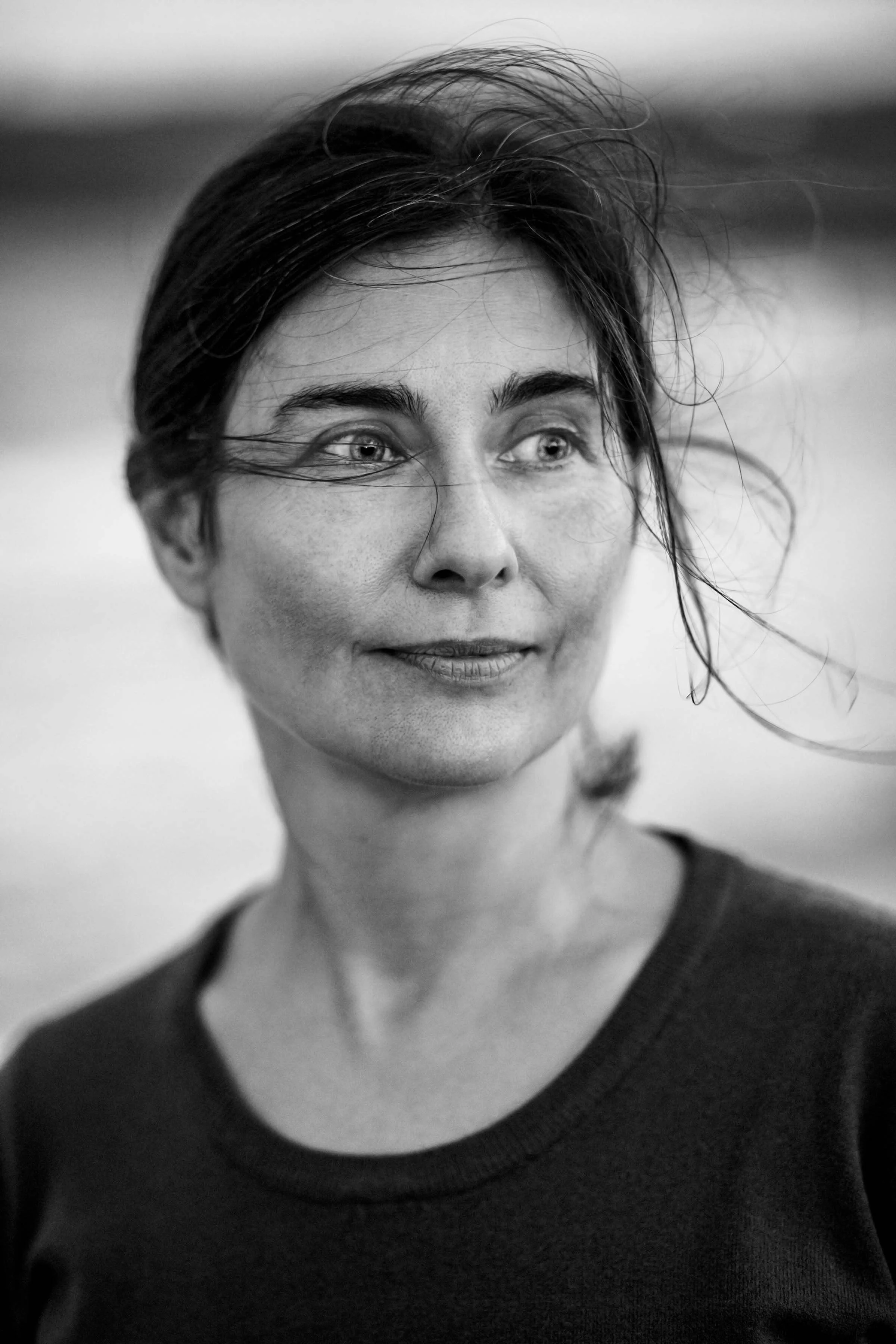 black and white photography woman on the seaside