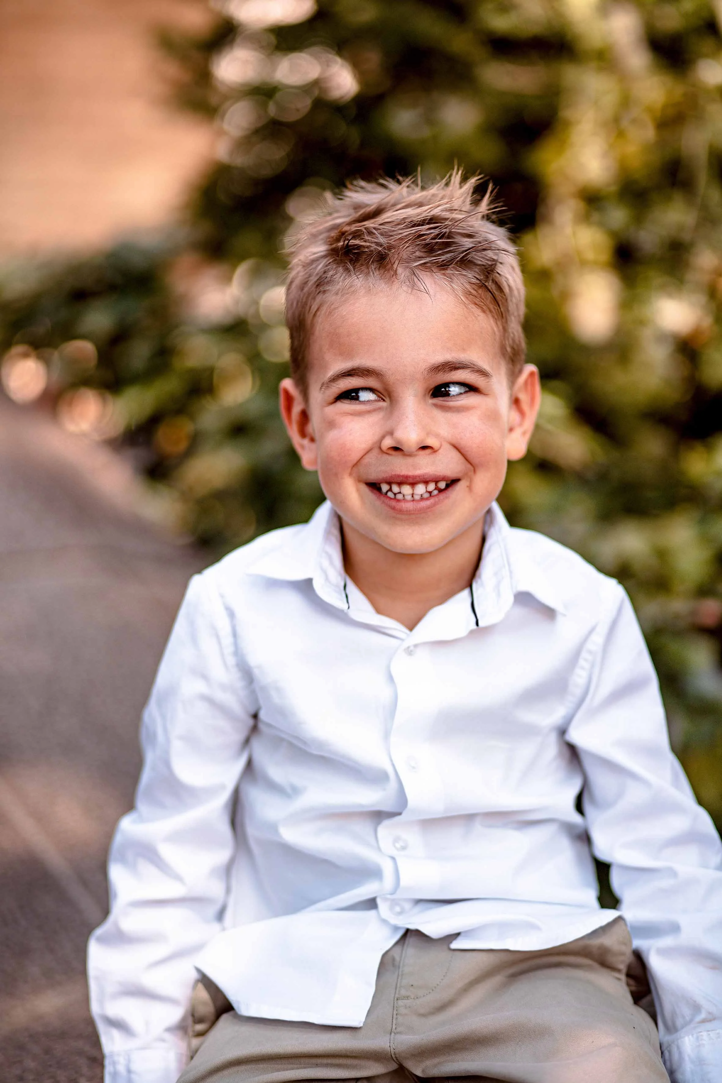 little happy boy with blue eyes