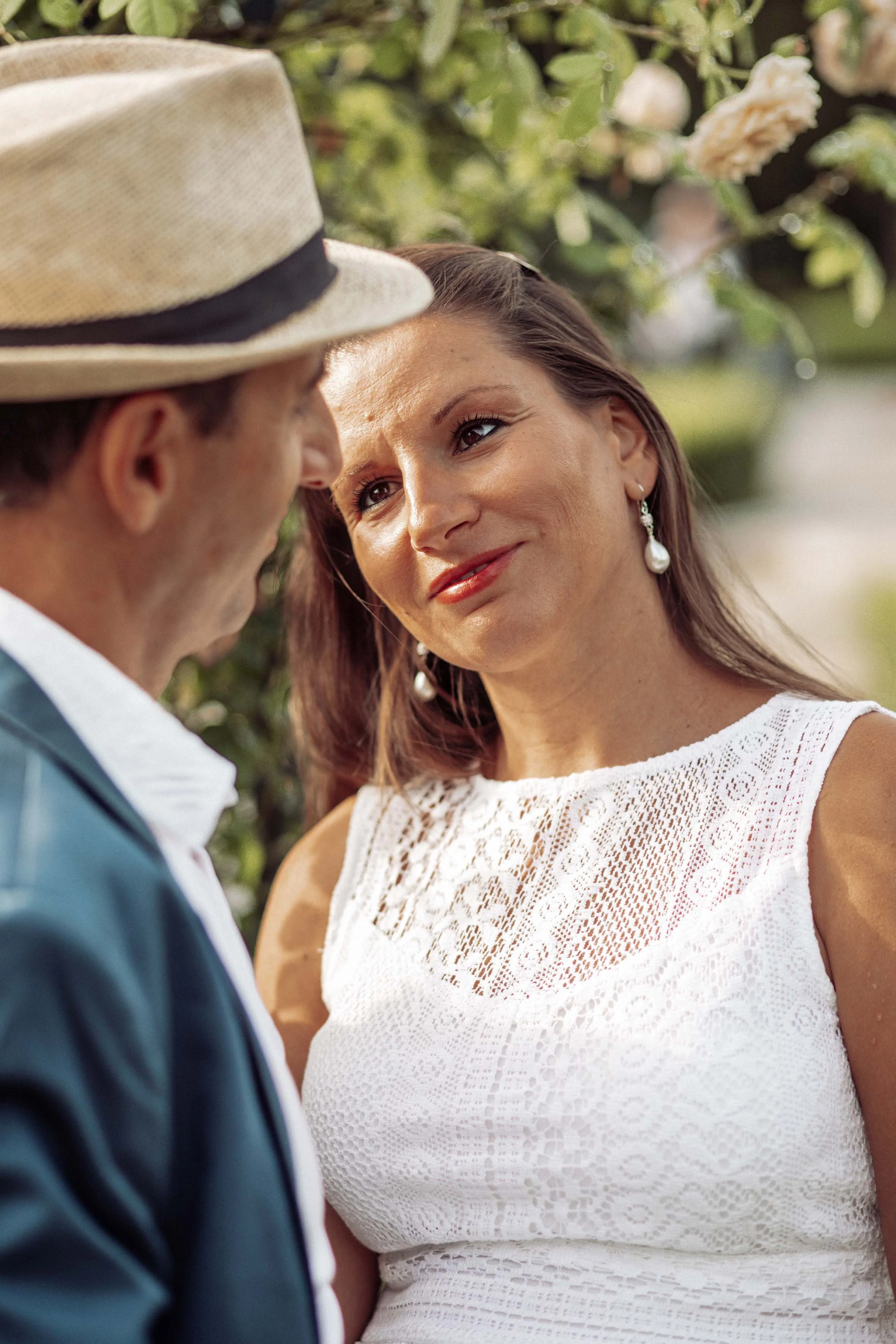 a woman looking at her husband with gentleness and love