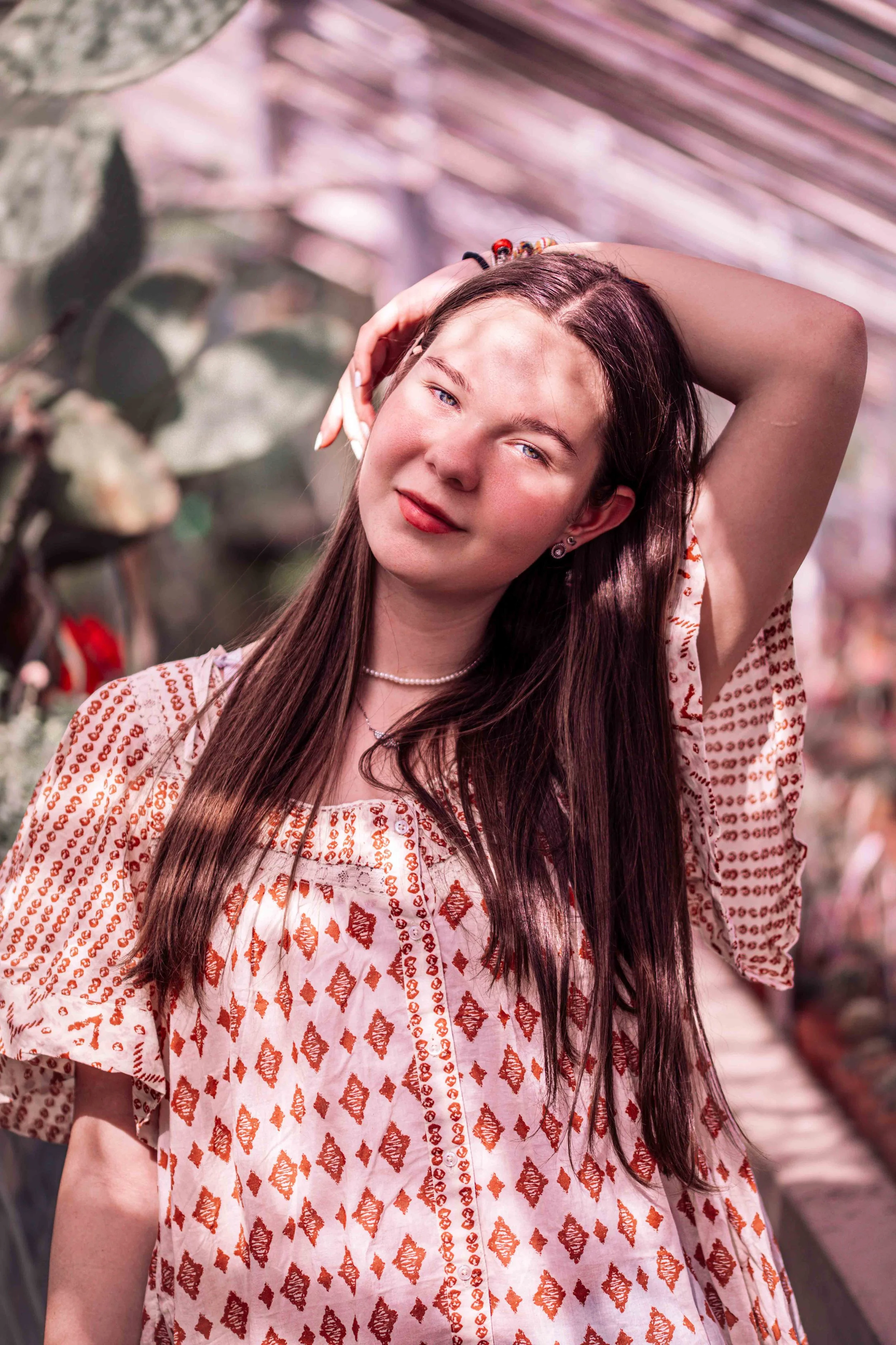 young girl in the botanical garden