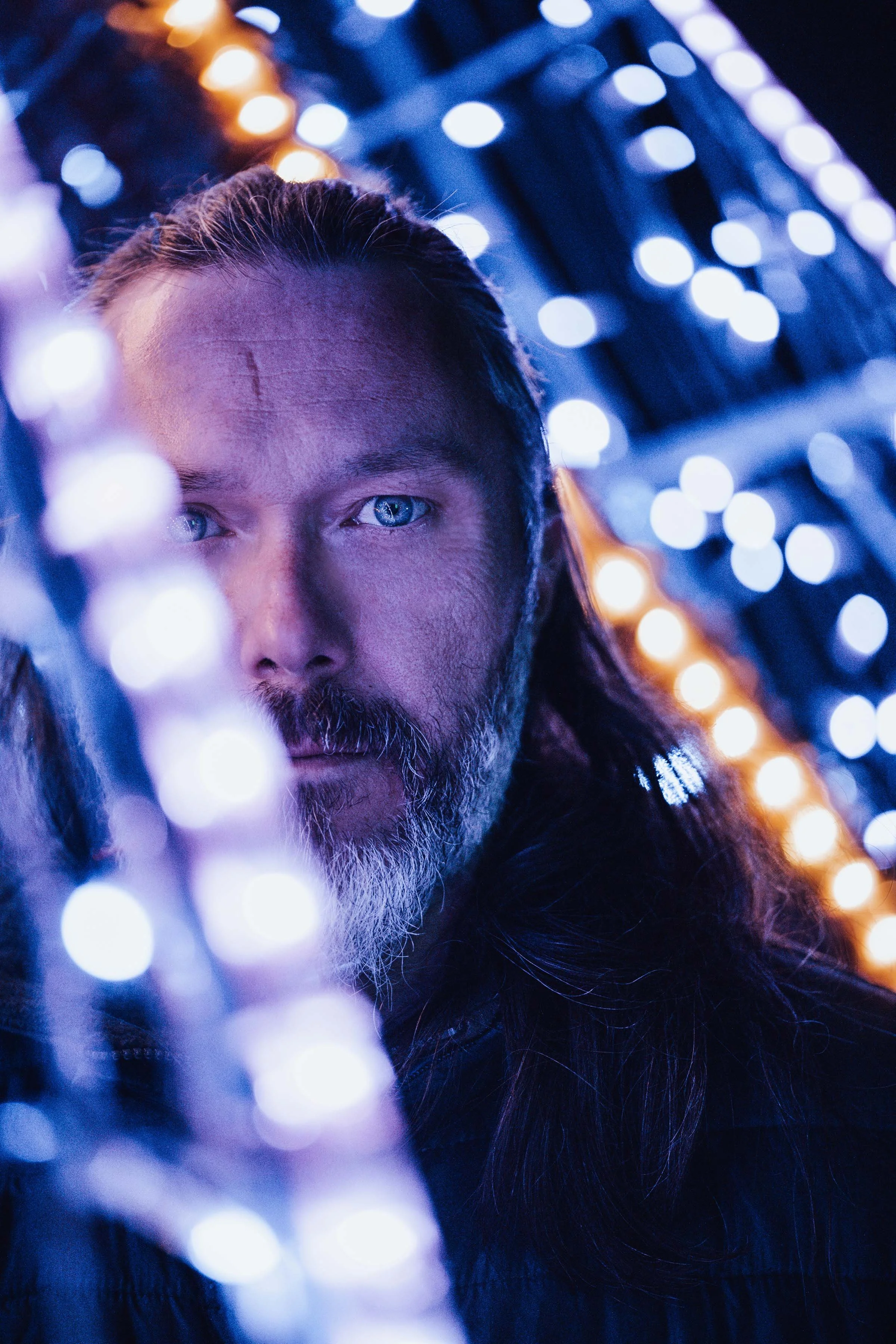 professional photoshoot with night lights Star Wars atmosphere