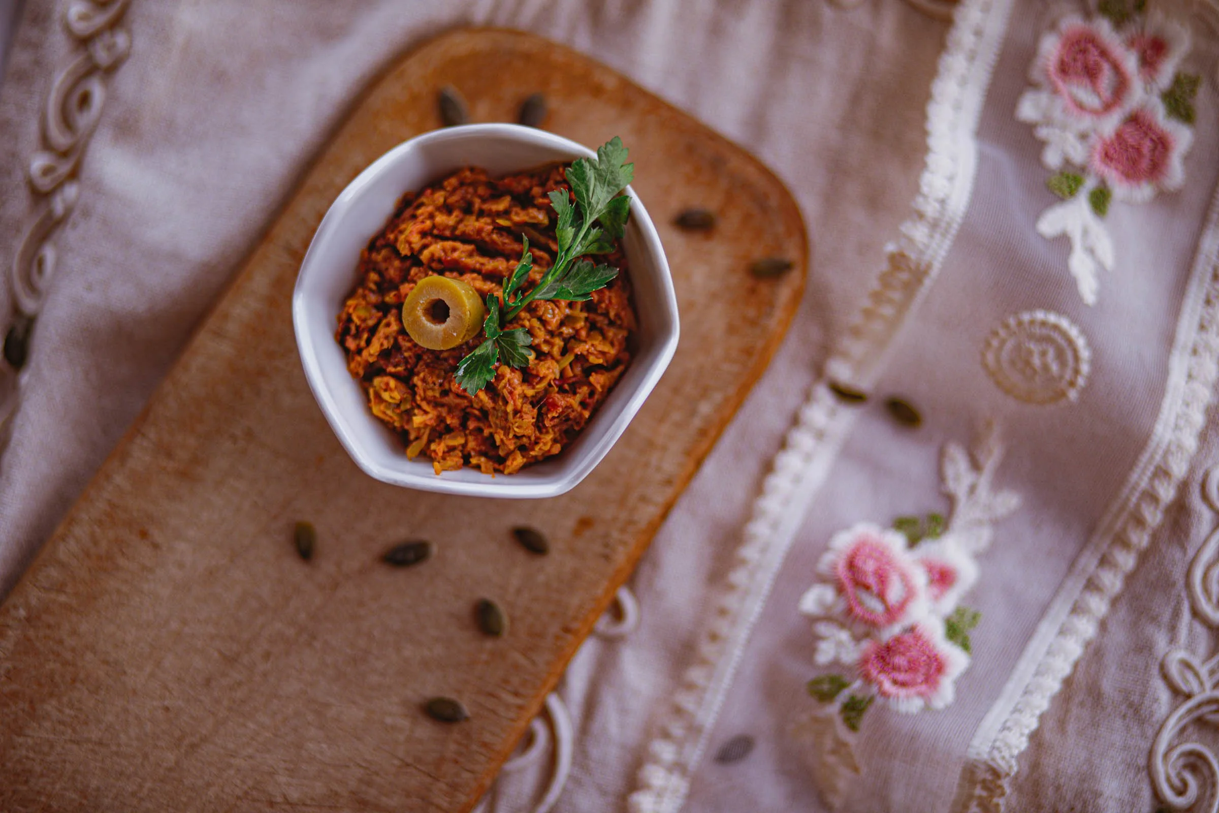 professional food photography delicious dip with olives