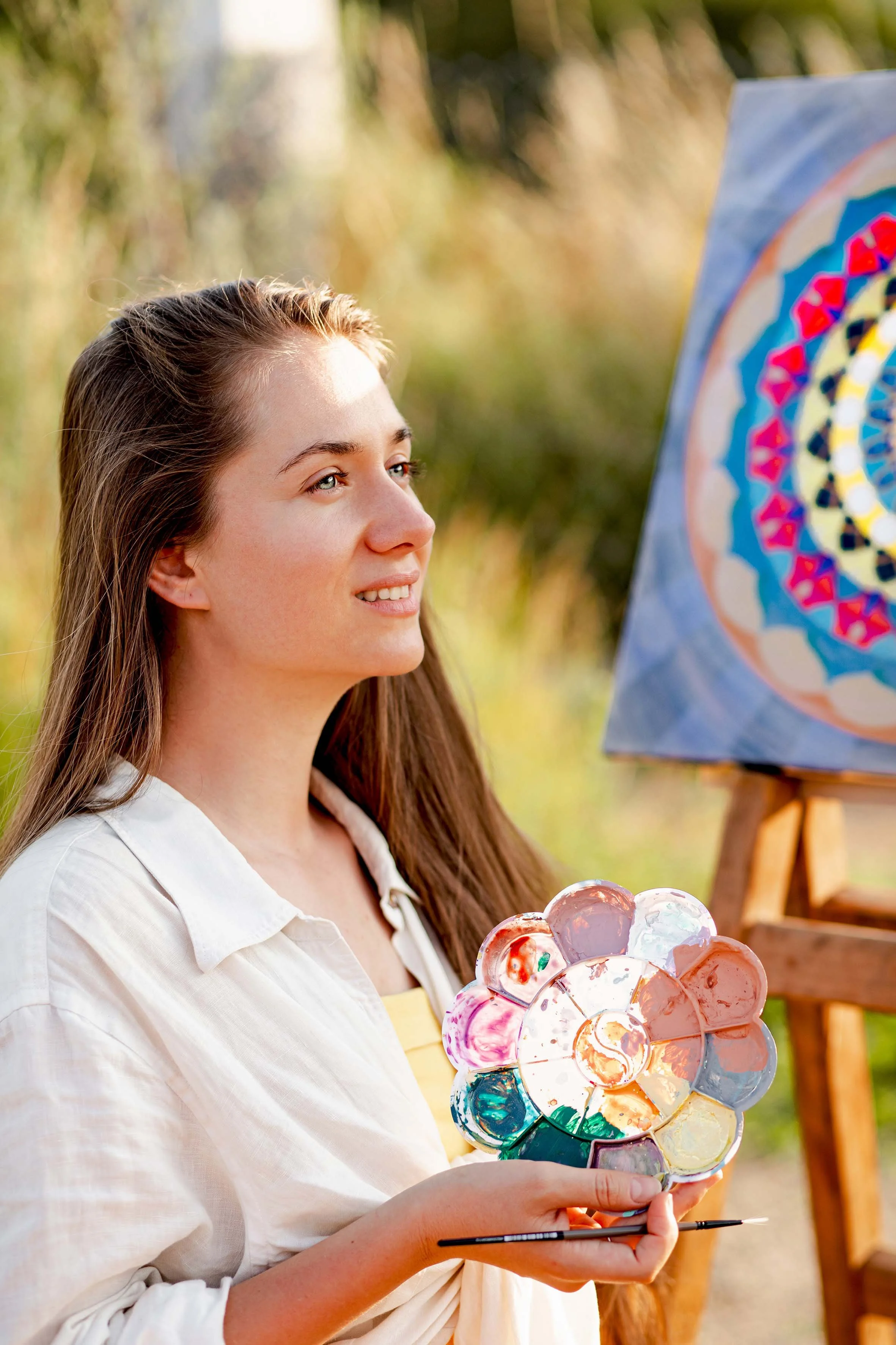 a girl with blue eyes painting portrait photography vivd colours art
