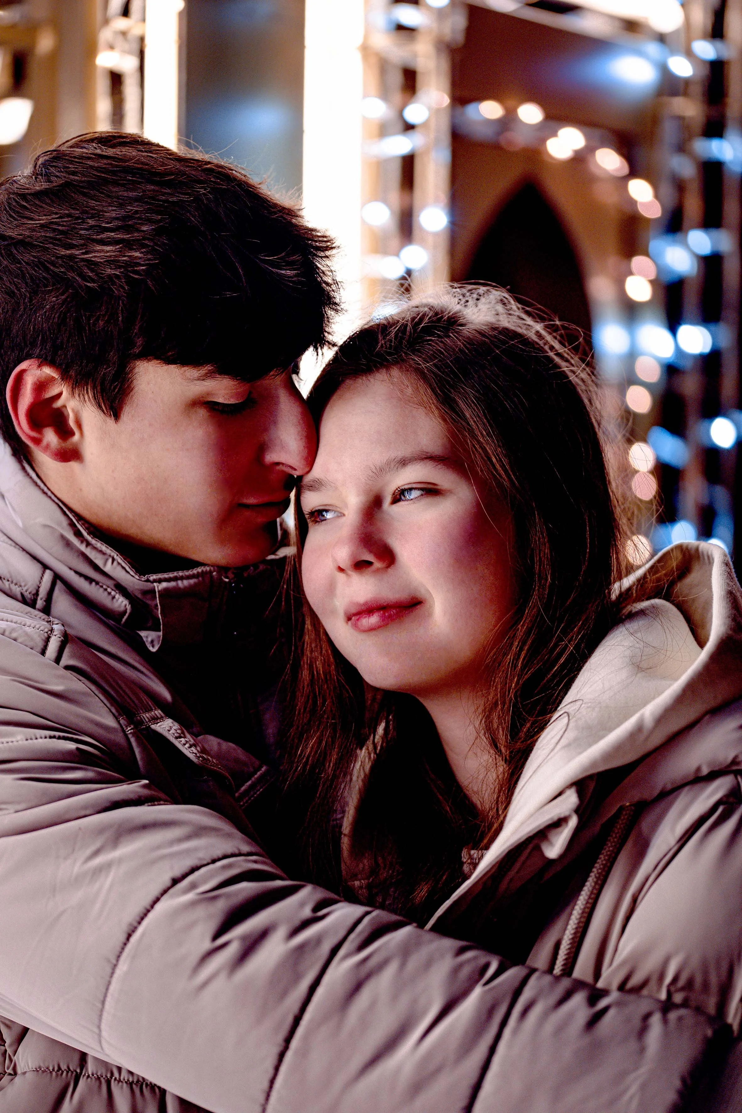 young couple boy and girl hugging in love