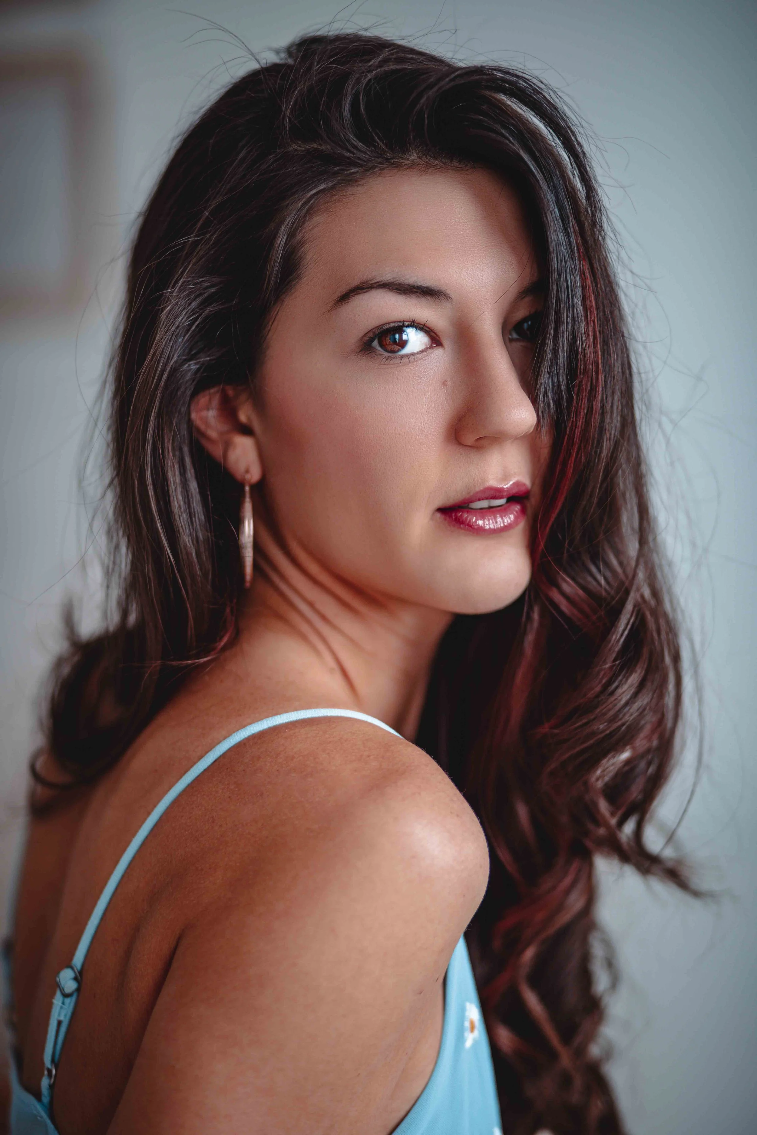 portrait photography girl with long brown hair
