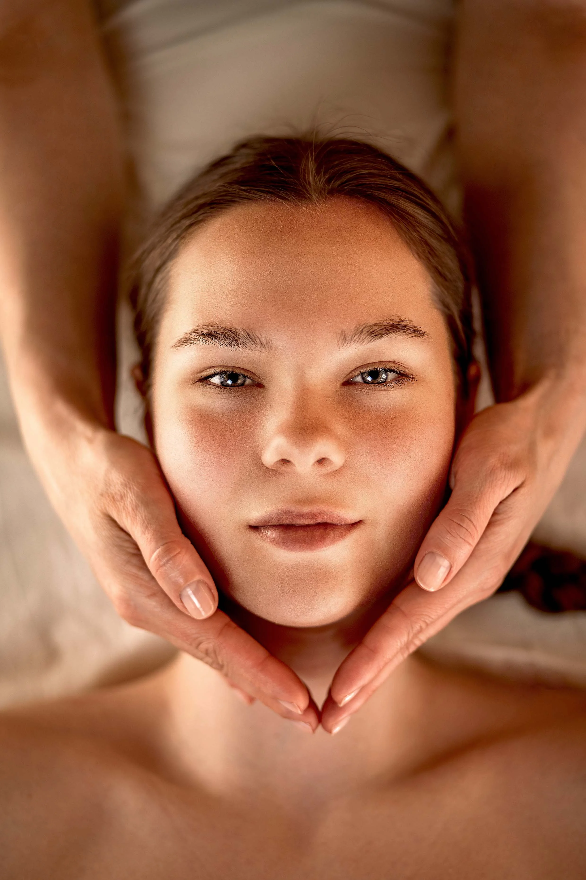 professional cosmetic photoshoot with a young model portrait photography