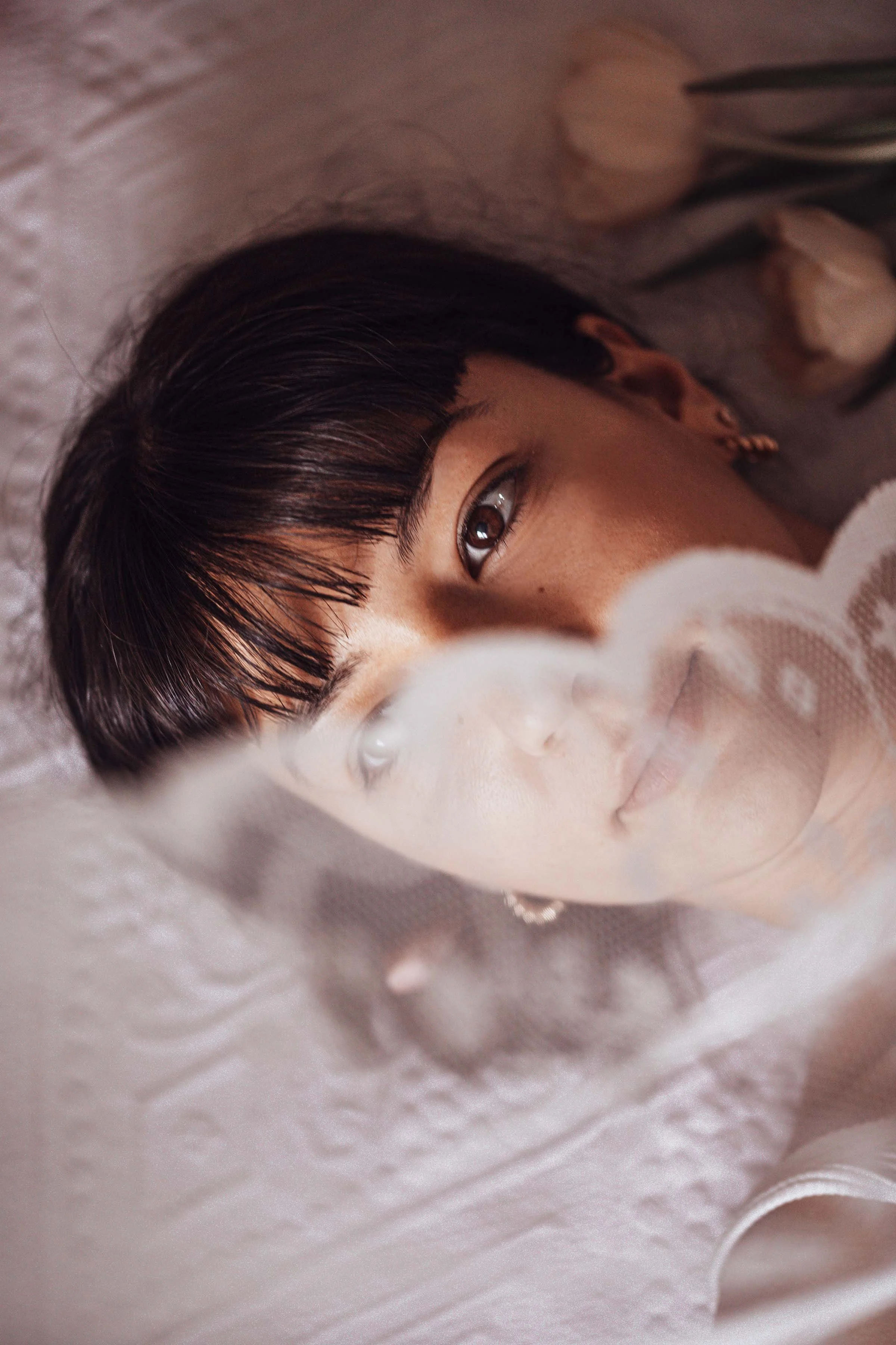 girl with lace and flowers portrait