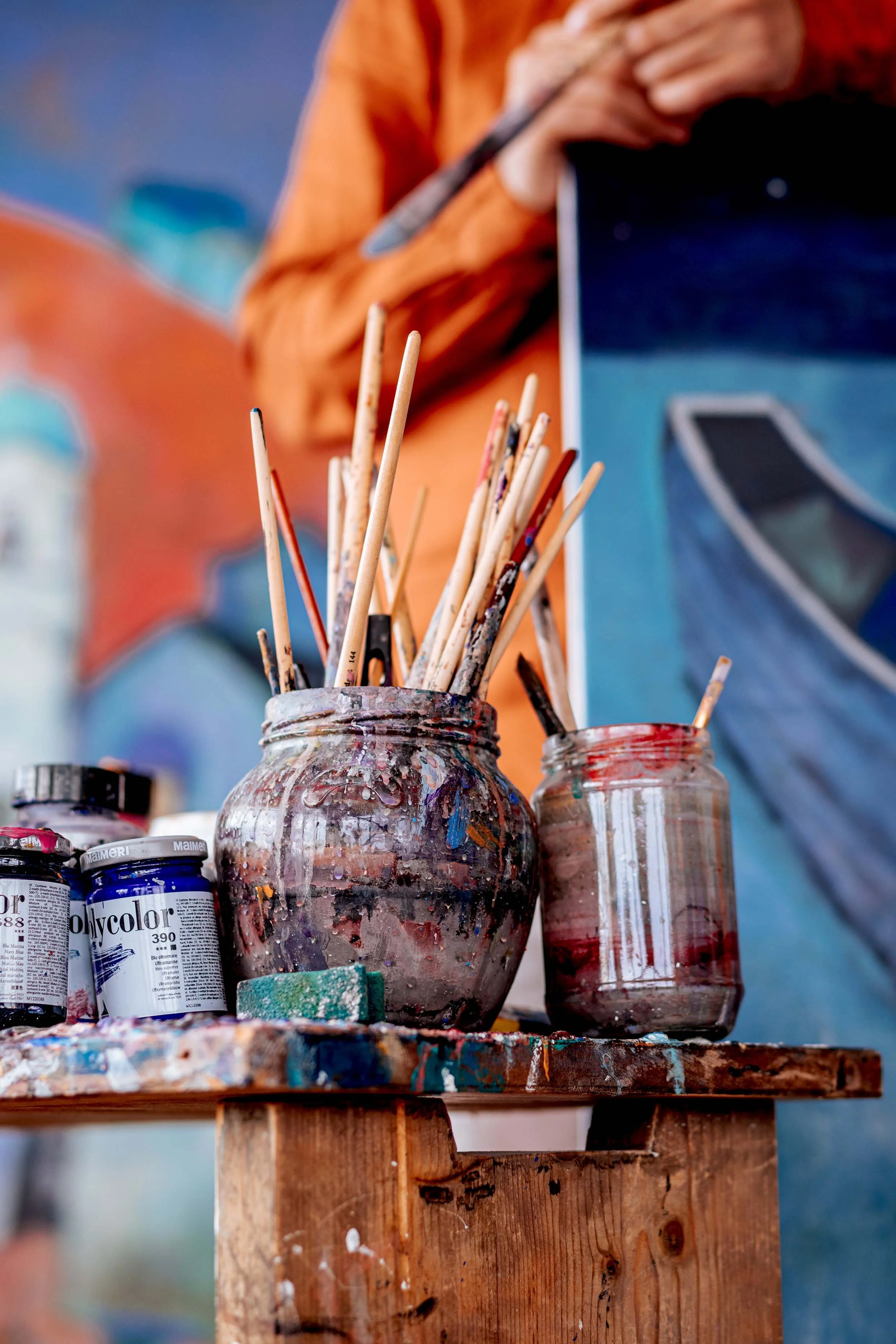 details photography painter and his brush