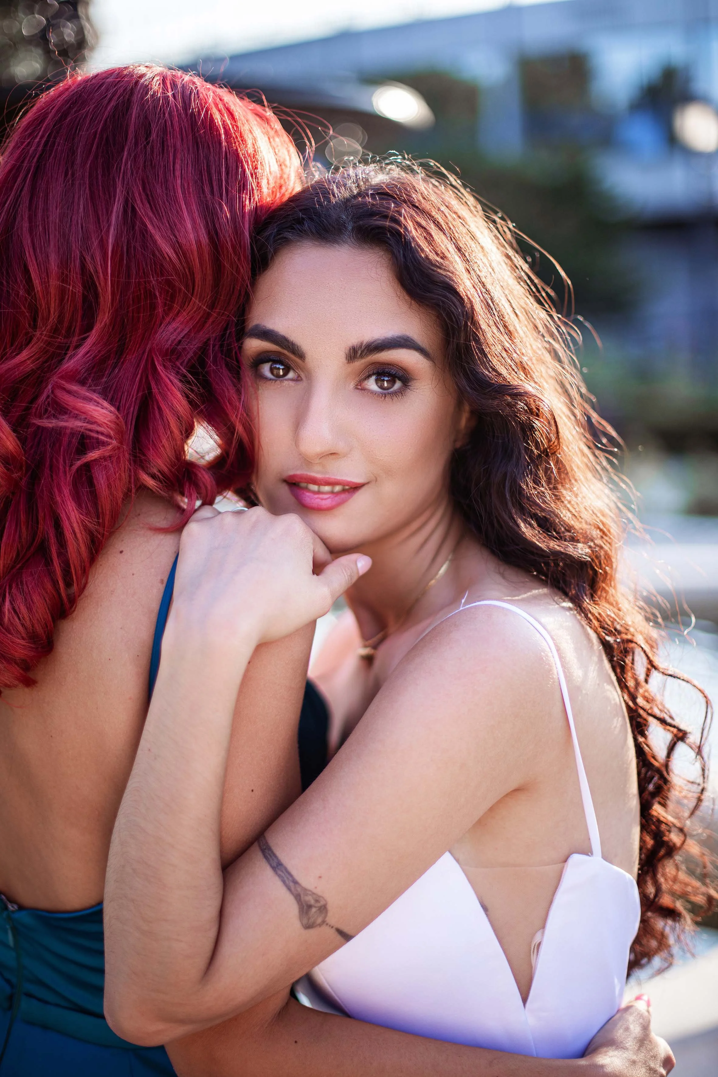 beautiful girl in a white dress professional photoshoot prom