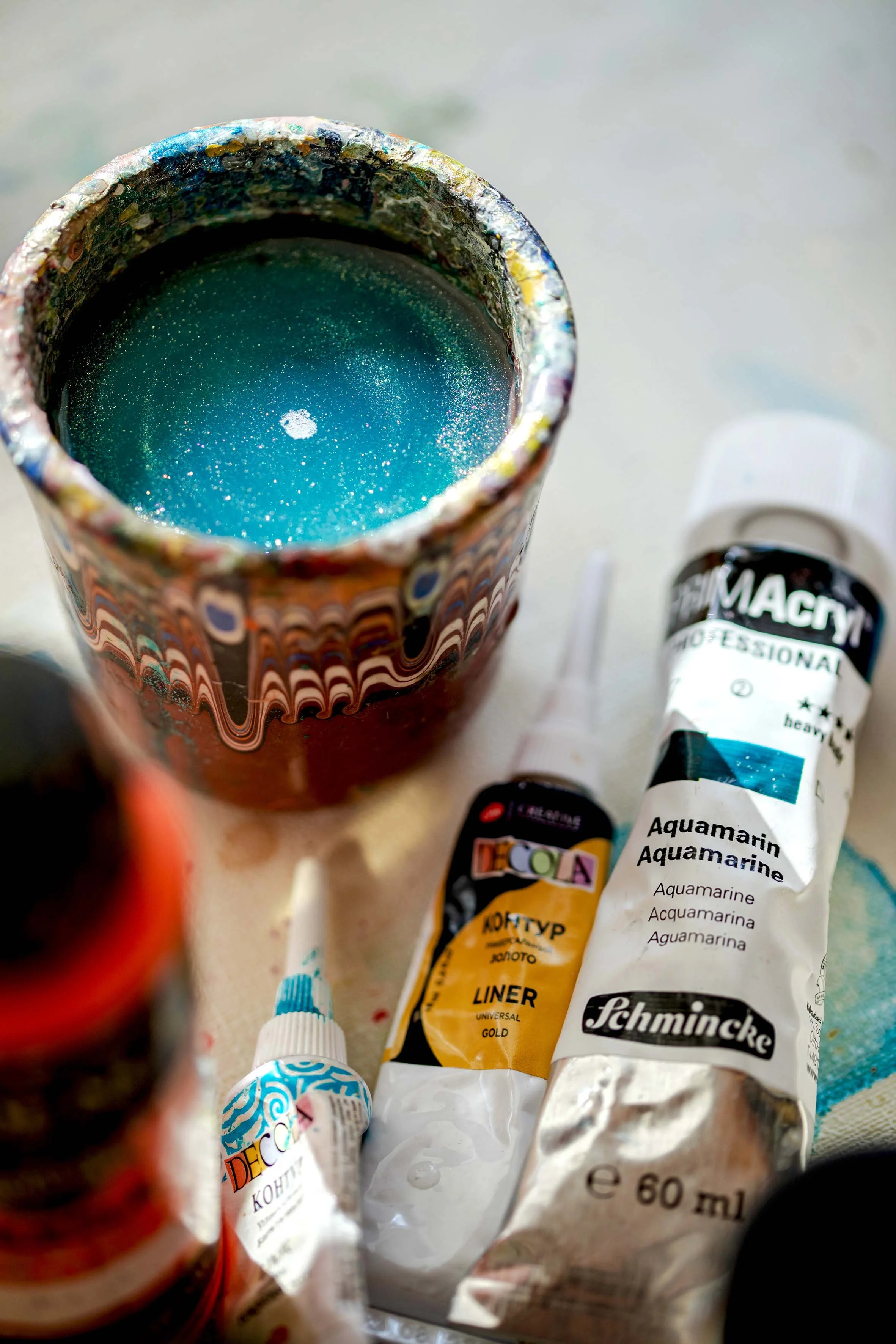 painter brushed colours product photography