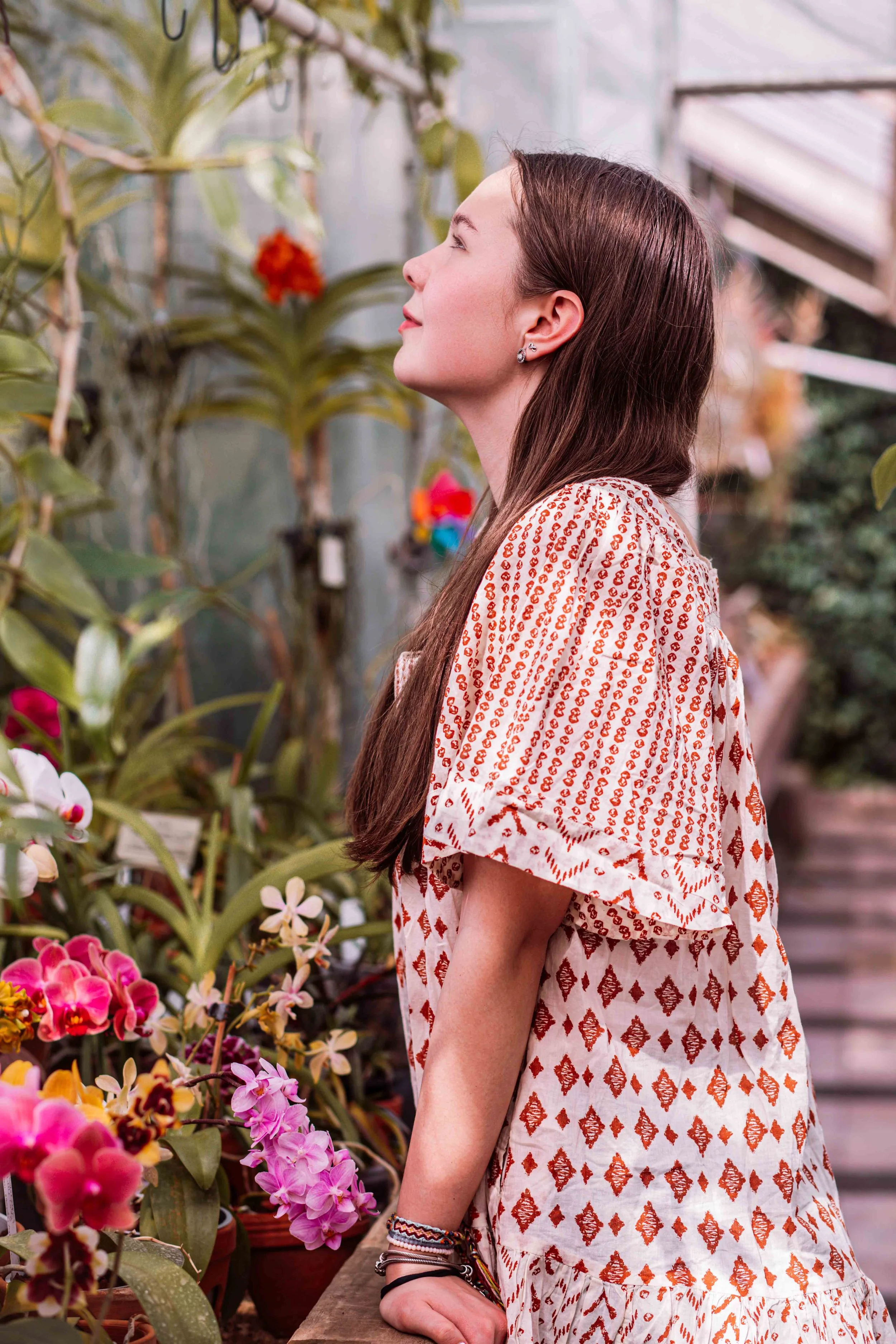 young girl in the botanic garden