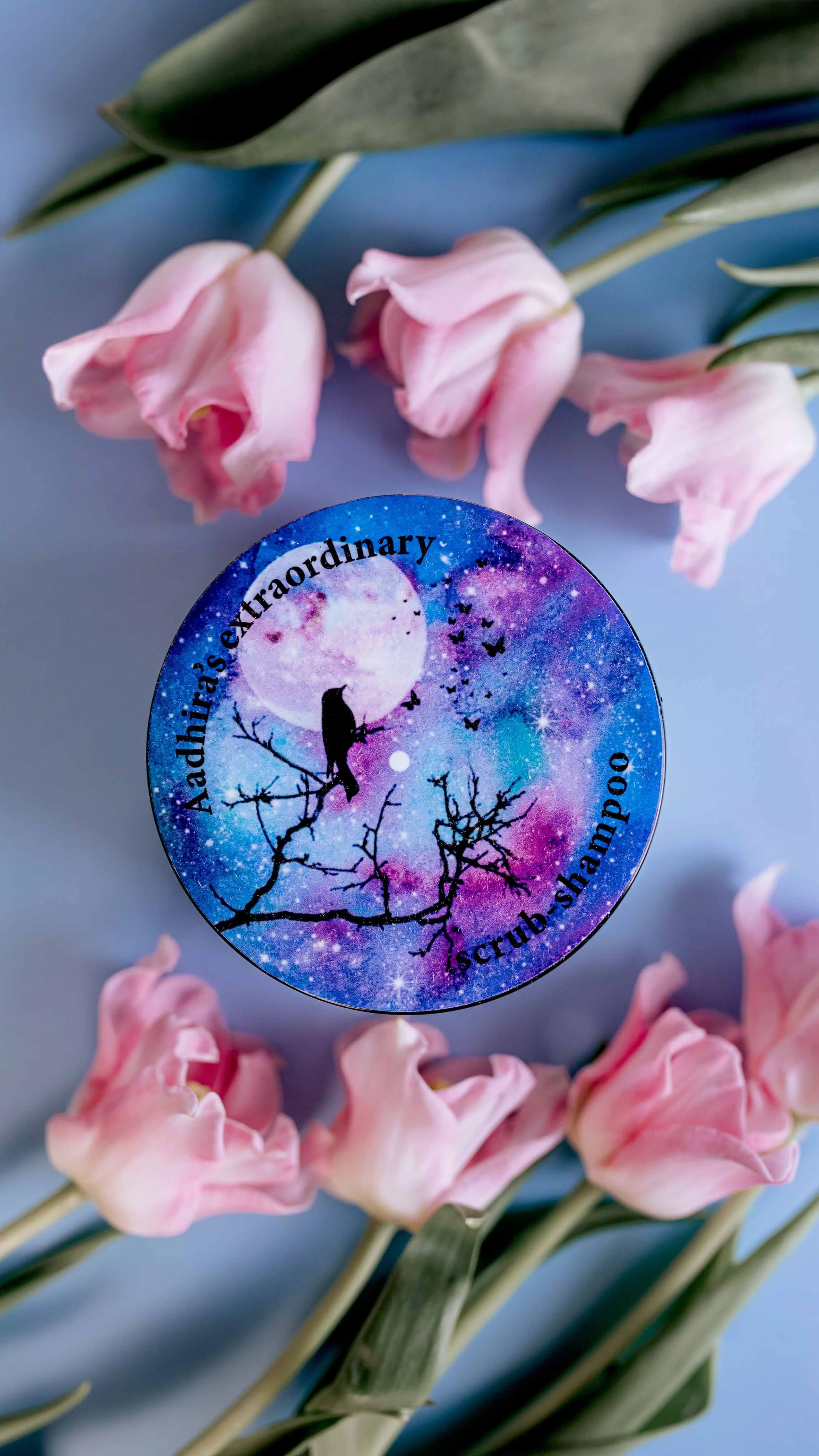 professional cometics photoshoot hair mask with tulips