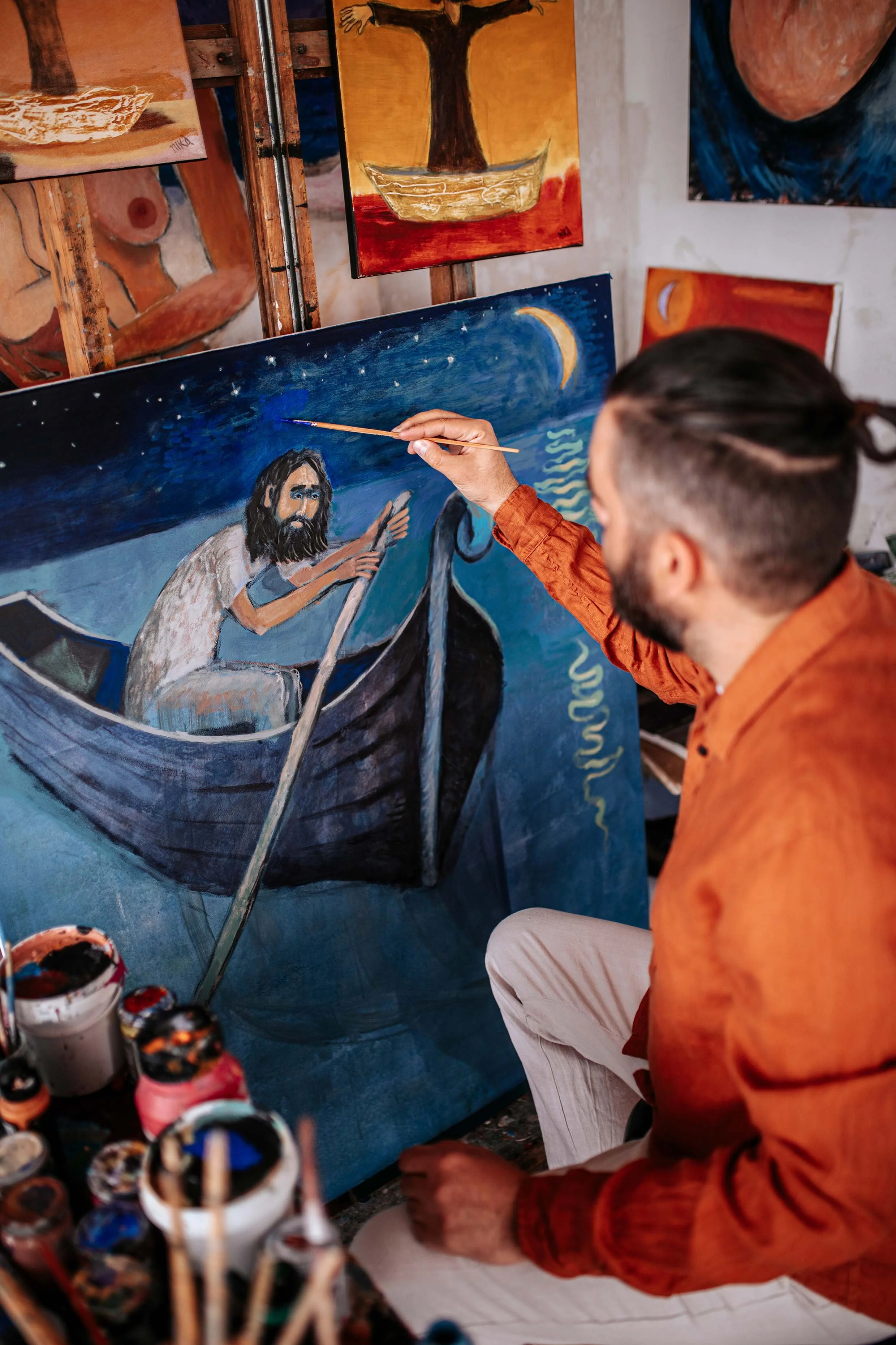 portrait photography painter in his studio