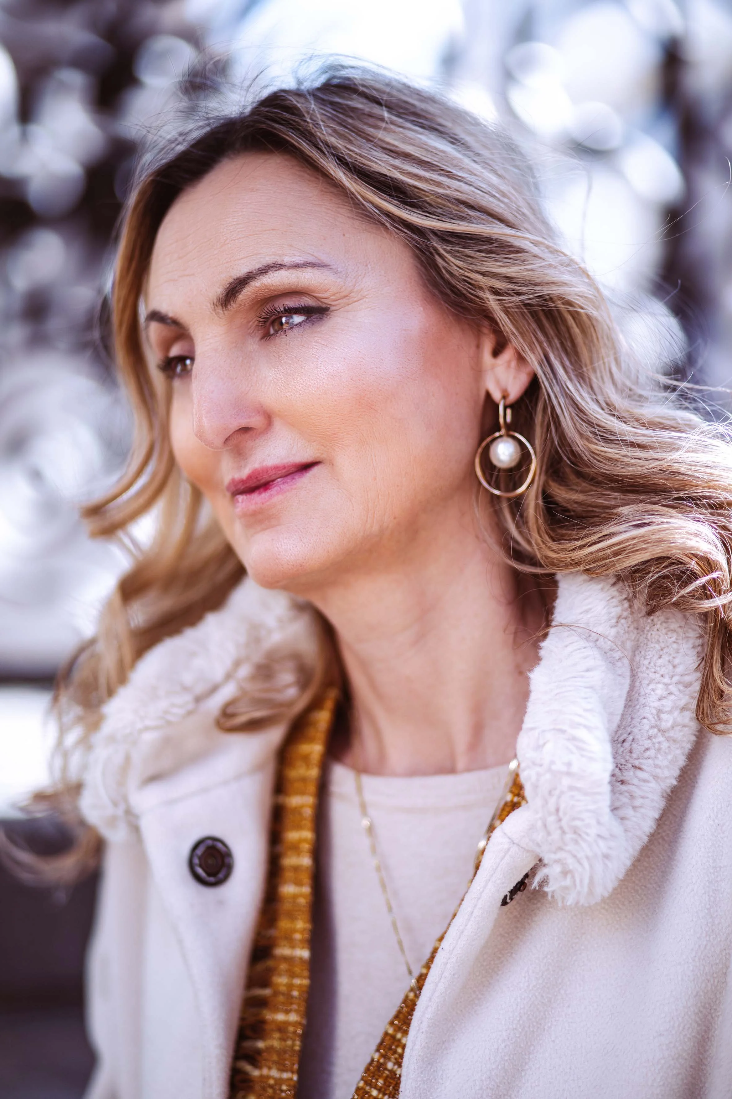 portrait of an aristocratic woman in front of the church