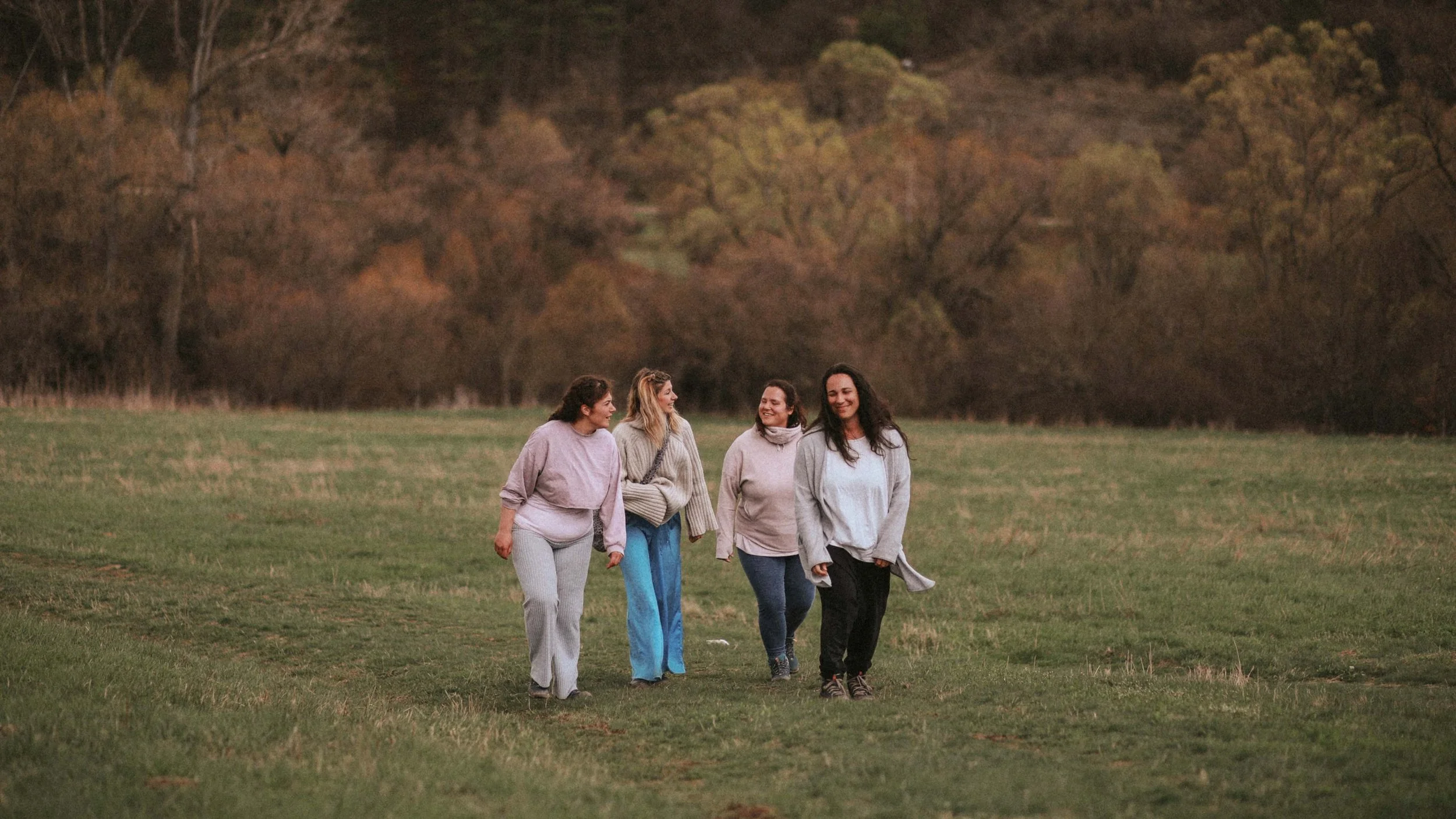 photograph friends taking a walk in the mountain fresh air