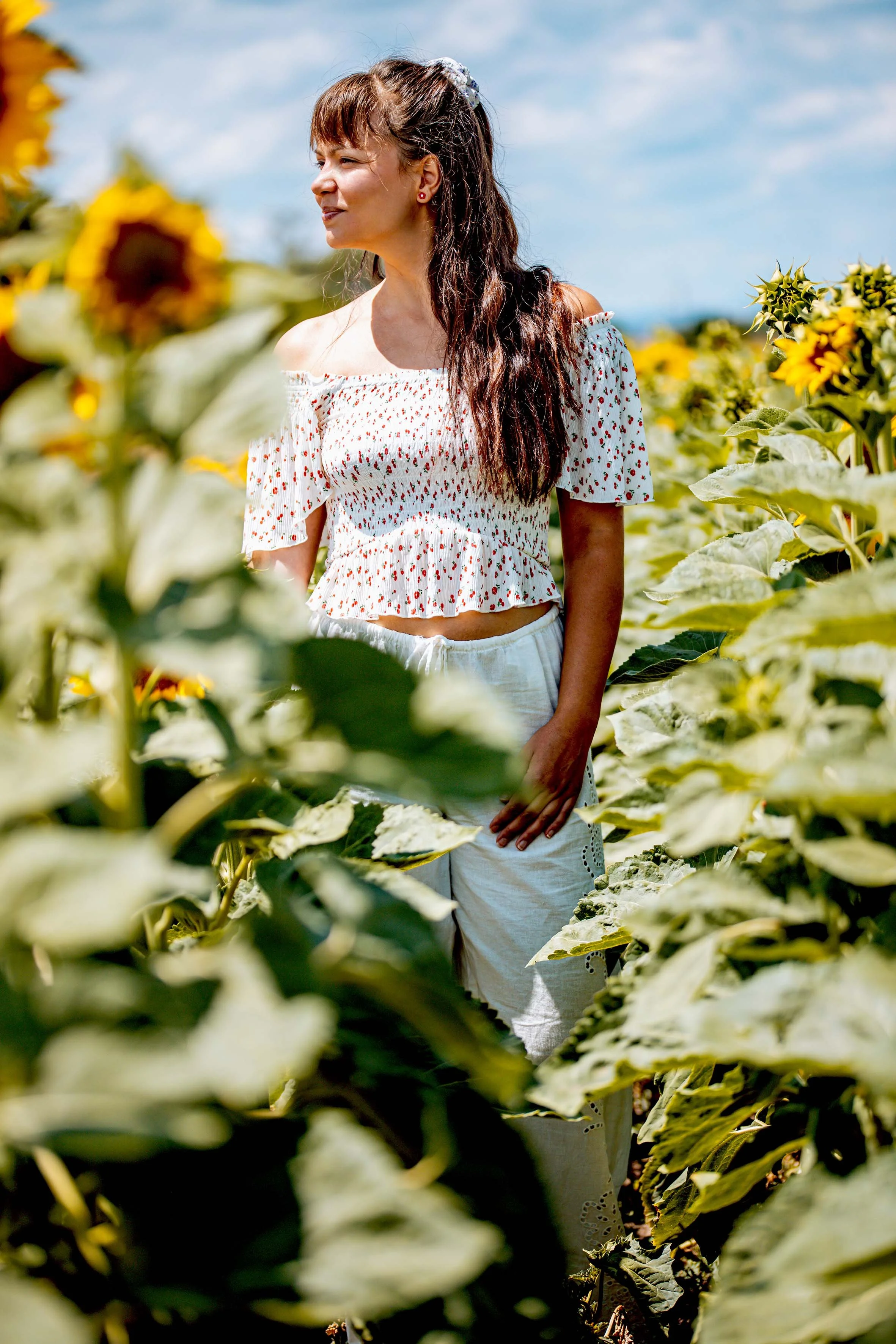 professional photoshoot a girl in sunflower fields