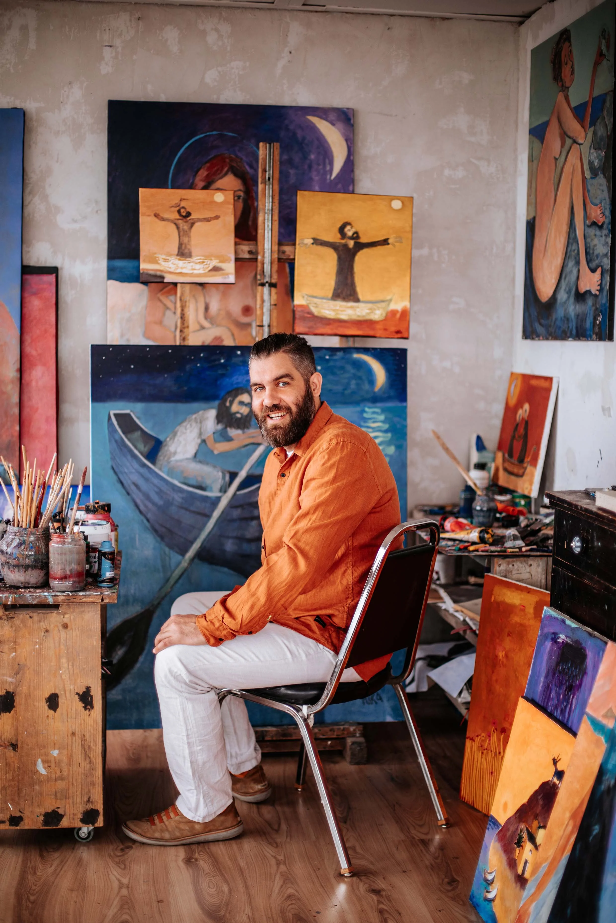 portrait photography painter in his studio