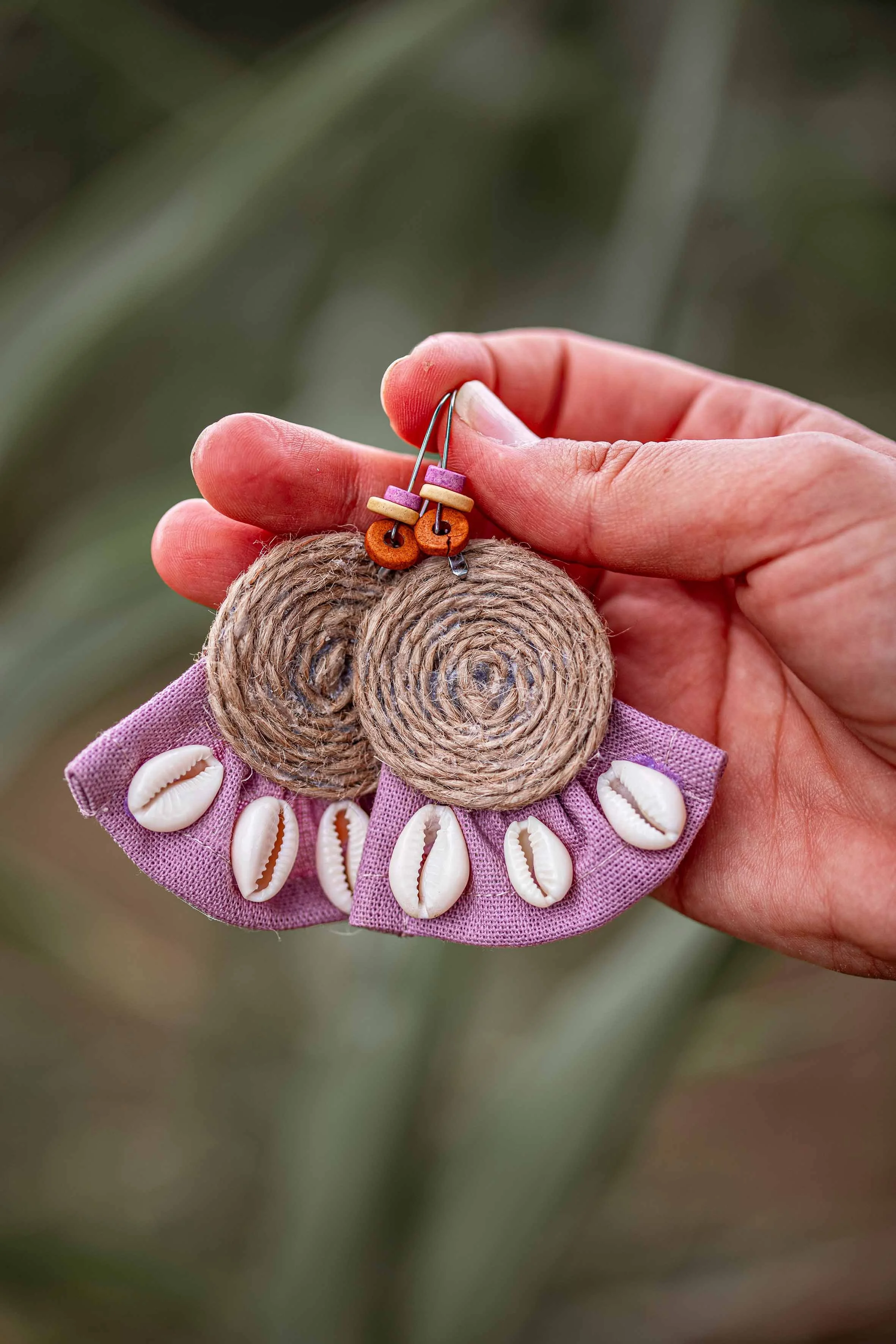 photoshoot of boho earrings with seashells
