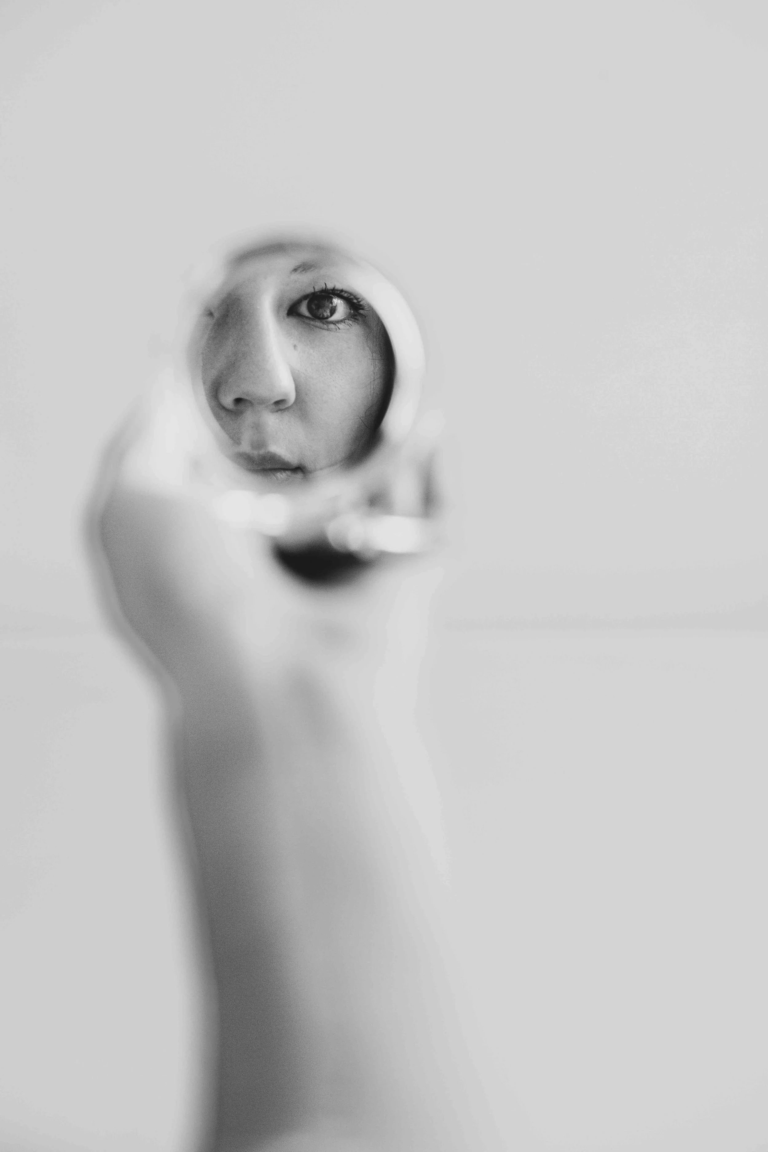 black and white aesthetic photography a girl in the mirror