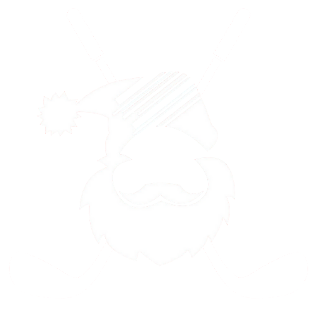 White cartoon character with a mustache, wearing a chef hat, chef apron, and holding a spatula and a serving spoon, standing on a white surface with a red and gray box behind him.