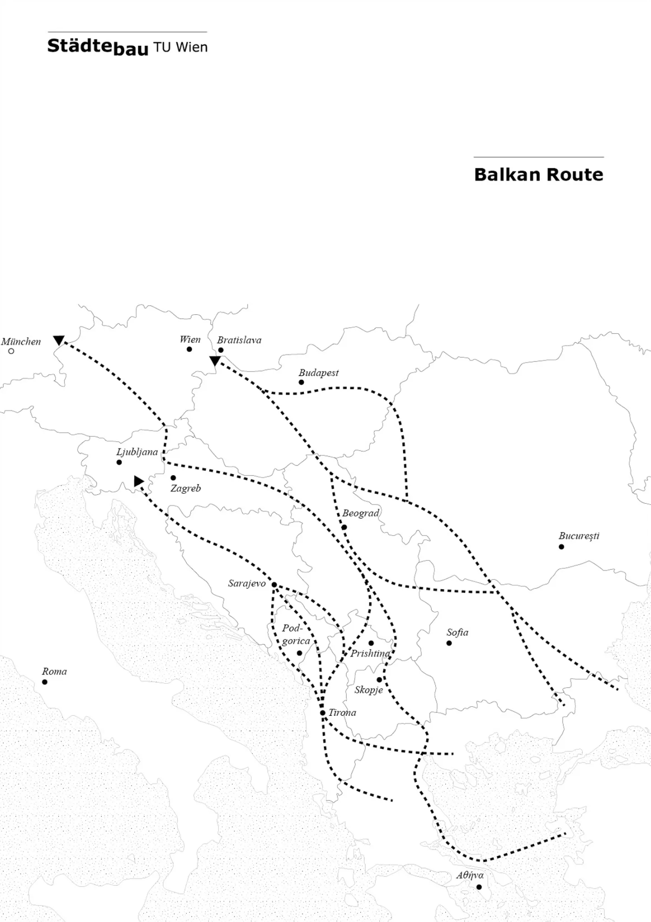 Contribution in the book with the project 'UNFOLD' dedicated to creating spaces that foster social interaction and integration of refugees along the Balkan Route. © Städtebau TU Wien, 2022