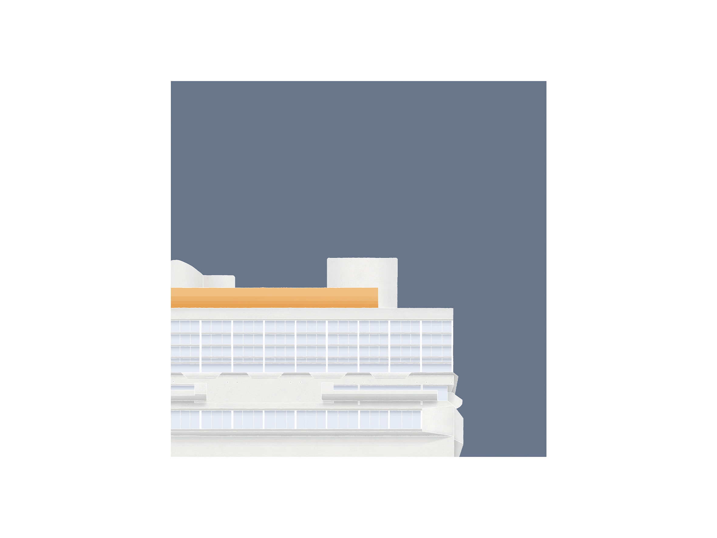 Minimalist hand drawing of the National Library in Buenos Aires, Argentina.