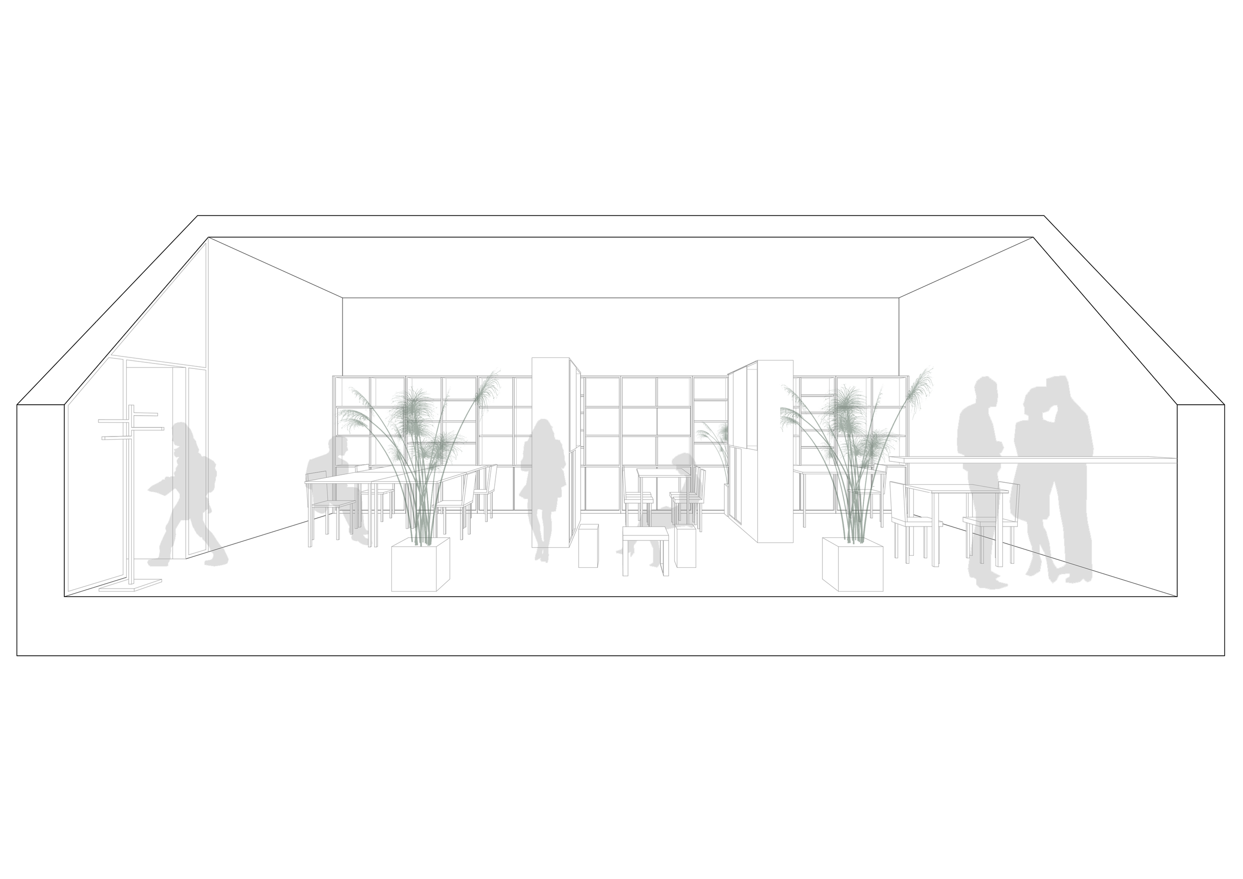 Office Interior Design.
Custom Furniture and program for a university office. Vienna, Austria, 2019.