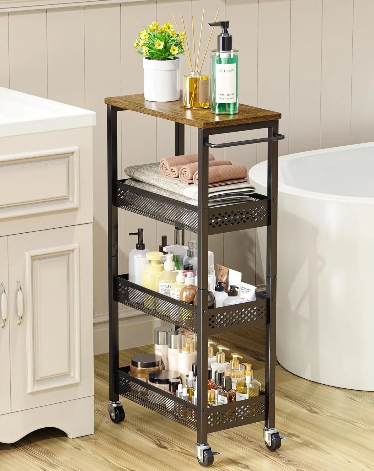 Space-Saving Rolling Storage Cart for Small Bathrooms &amp; Tight Gaps