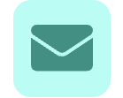 Icon of an envelope on a light teal background