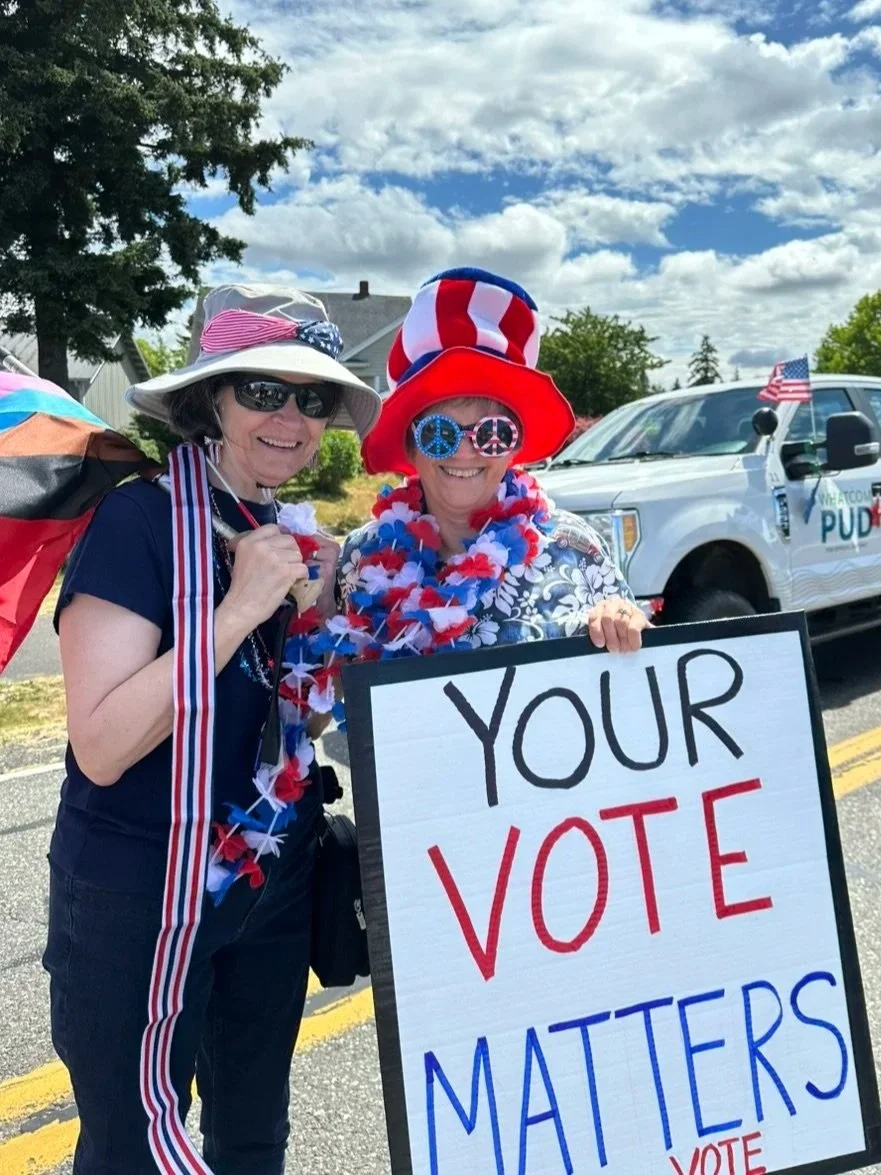 Marge and Maggi making sure that our core message is absolutely clear!