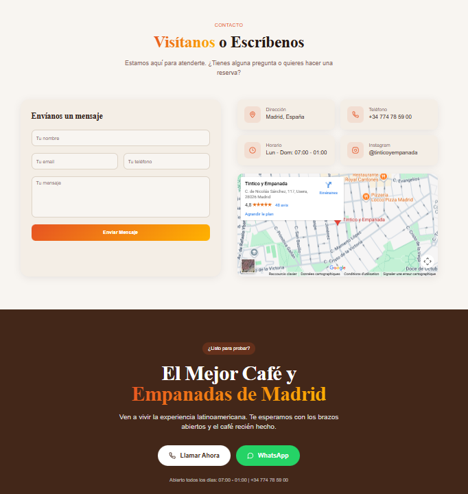 Contacts et localisation du commerce